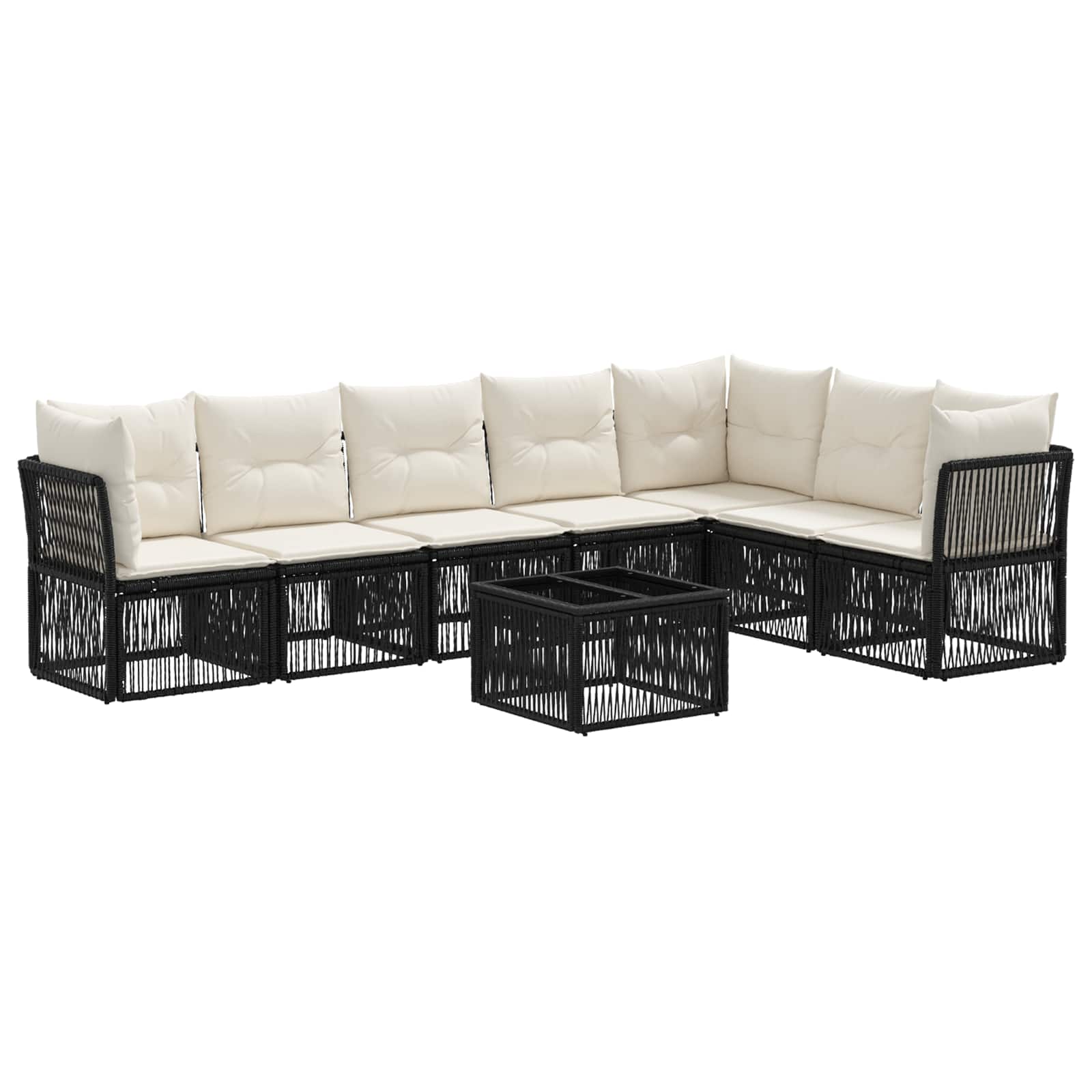 Ensemble de canapé de jardin 8 pcs Noir polyrotin - XIOS
