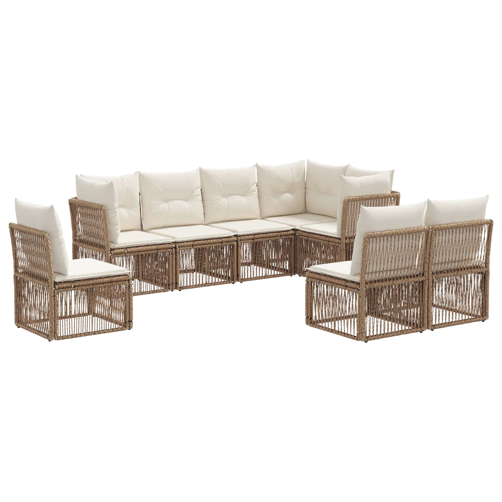 Ensemble de canapé de jardin 8 pcs Beige polyrotin - XIOS