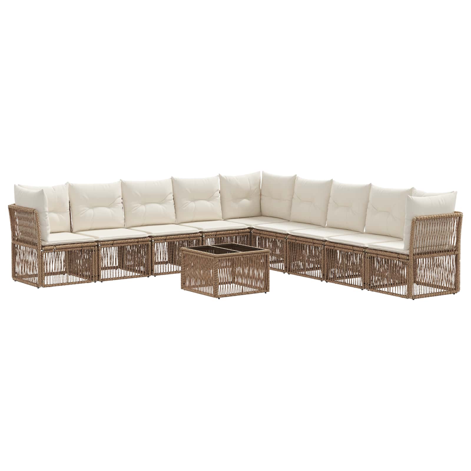 Ensemble de canapé de jardin 10 pcs Beige polyrotin - XIOS