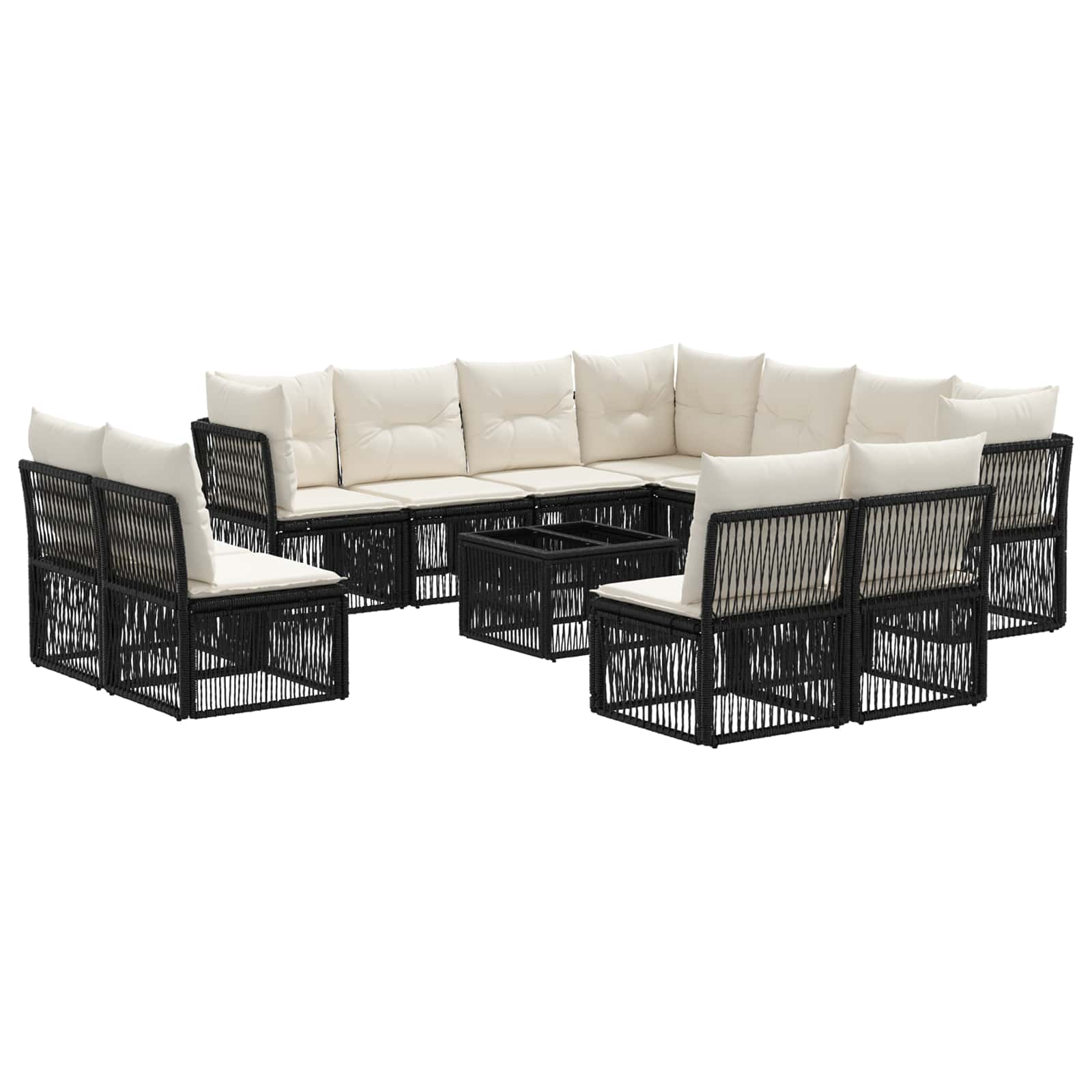 Ensemble de canapé de jardin 12 pcs Noir polyrotin - XIOS