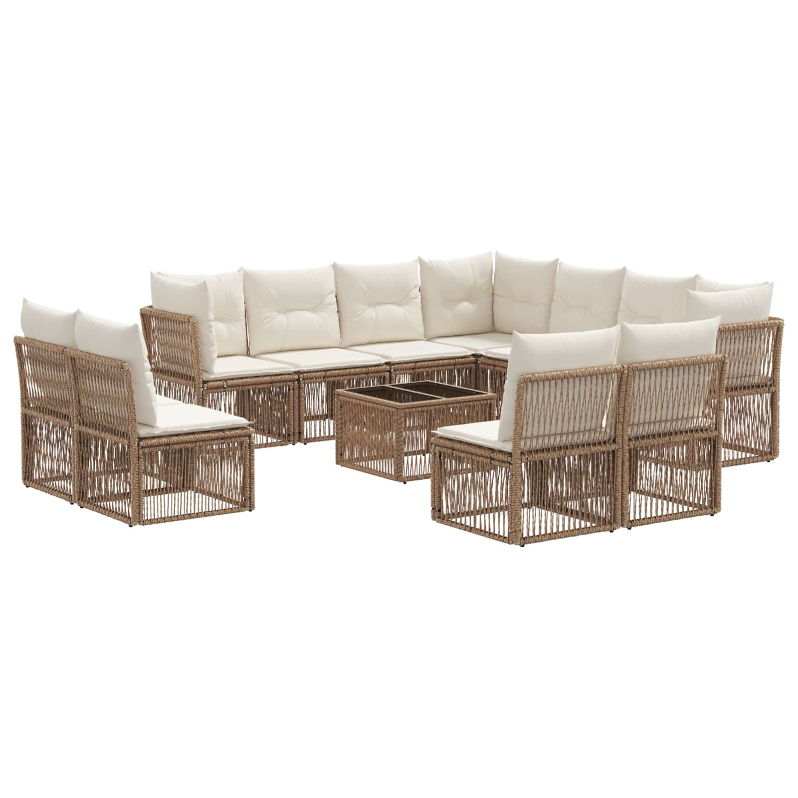 Ensemble de canapé de jardin 12 pcs Beige polyrotin - XIOS