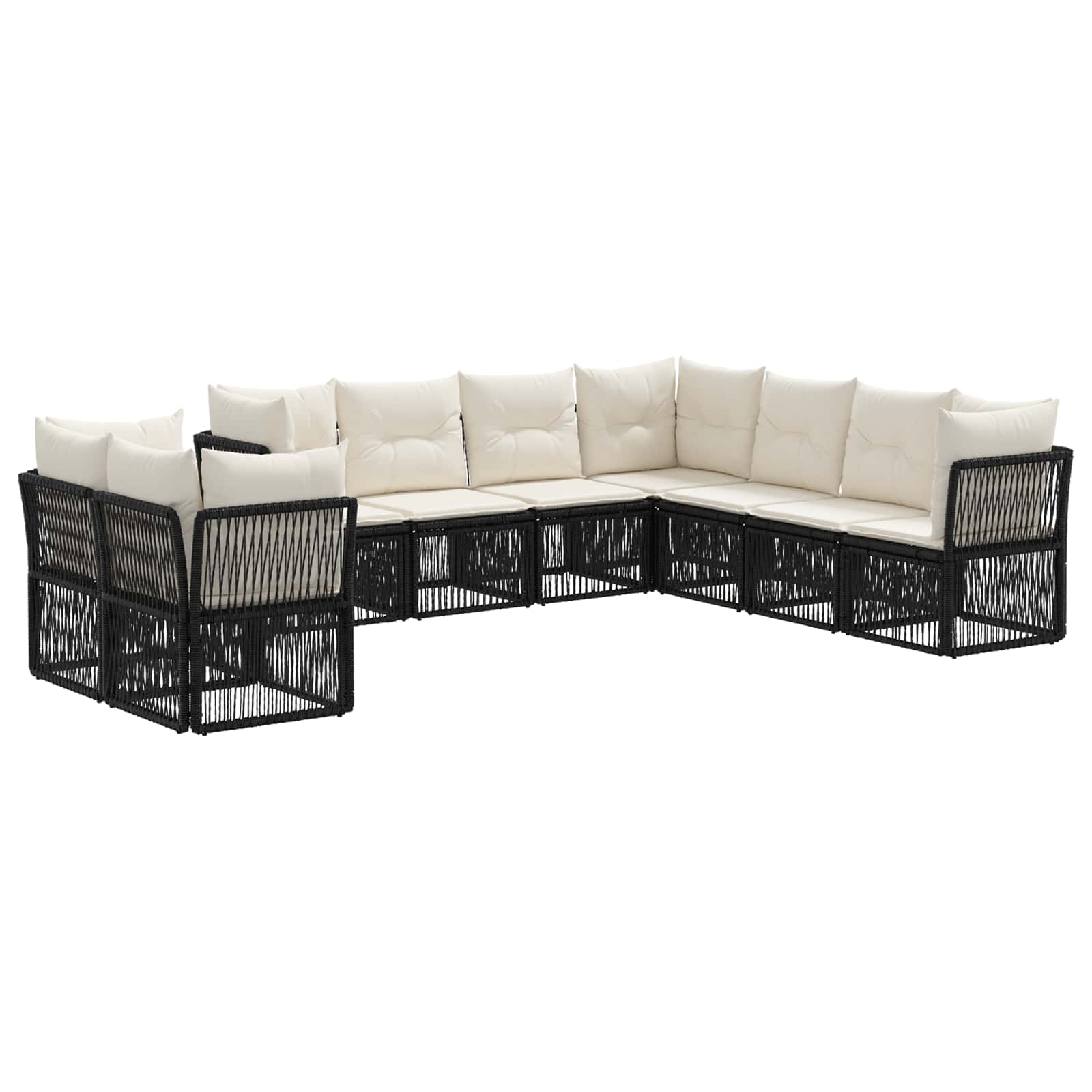 Ensemble de canapé de jardin 9 pcs Noir polyrotin - XIOS