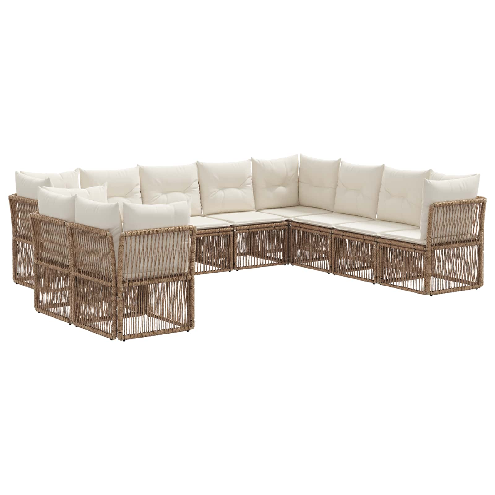 Ensemble de canapé de jardin 10 pcs Beige polyrotin - XIOS