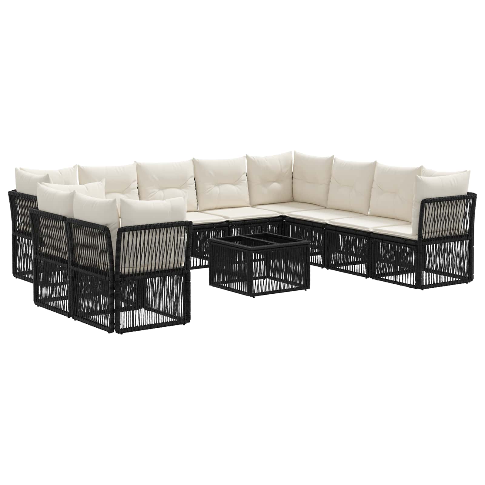 Ensemble de canapé de jardin 11 pcs Noir polyrotin - XIOS