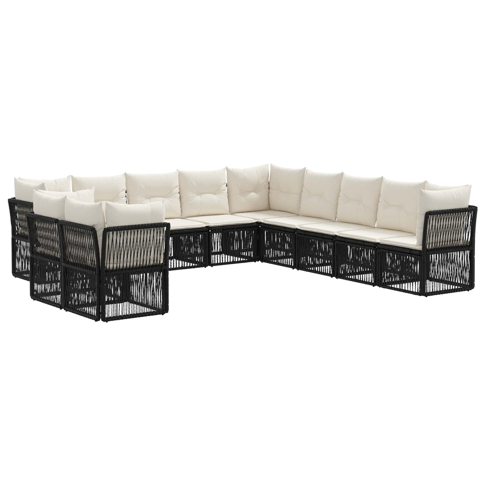 Ensemble de canapé de jardin 11 pcs Noir polyrotin - XIOS