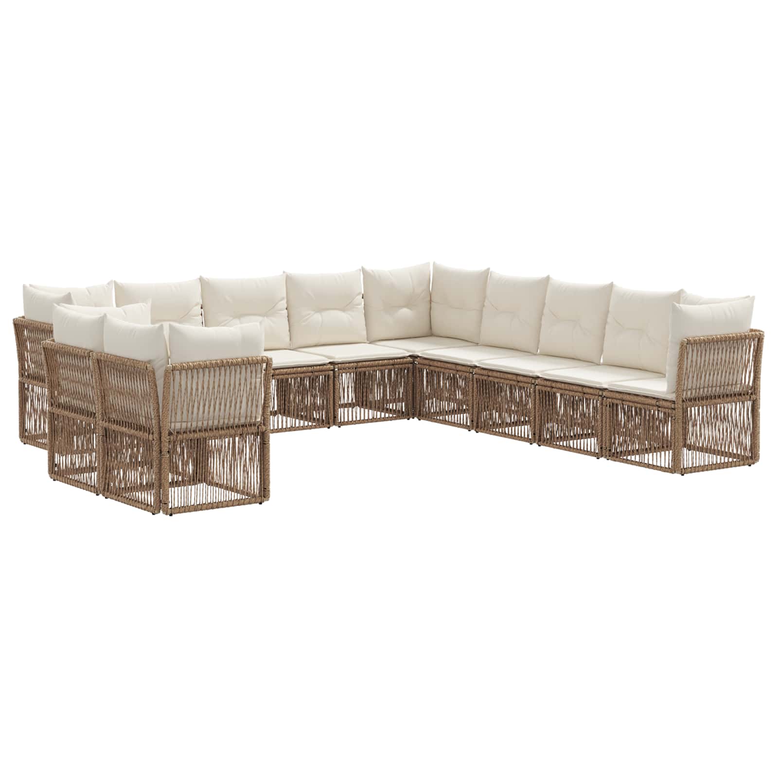 Ensemble de canapé de jardin 11 pcs Beige polyrotin - XIOS