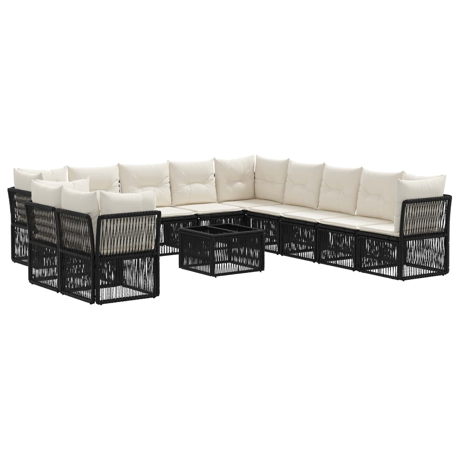 Ensemble de canapé de jardin 12 pcs Noir polyrotin - XIOS