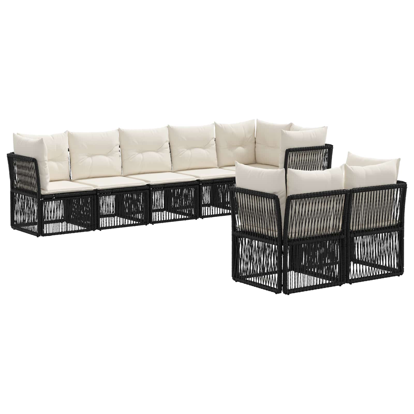 Ensemble de canapé de jardin 8 pcs Noir polyrotin - XIOS