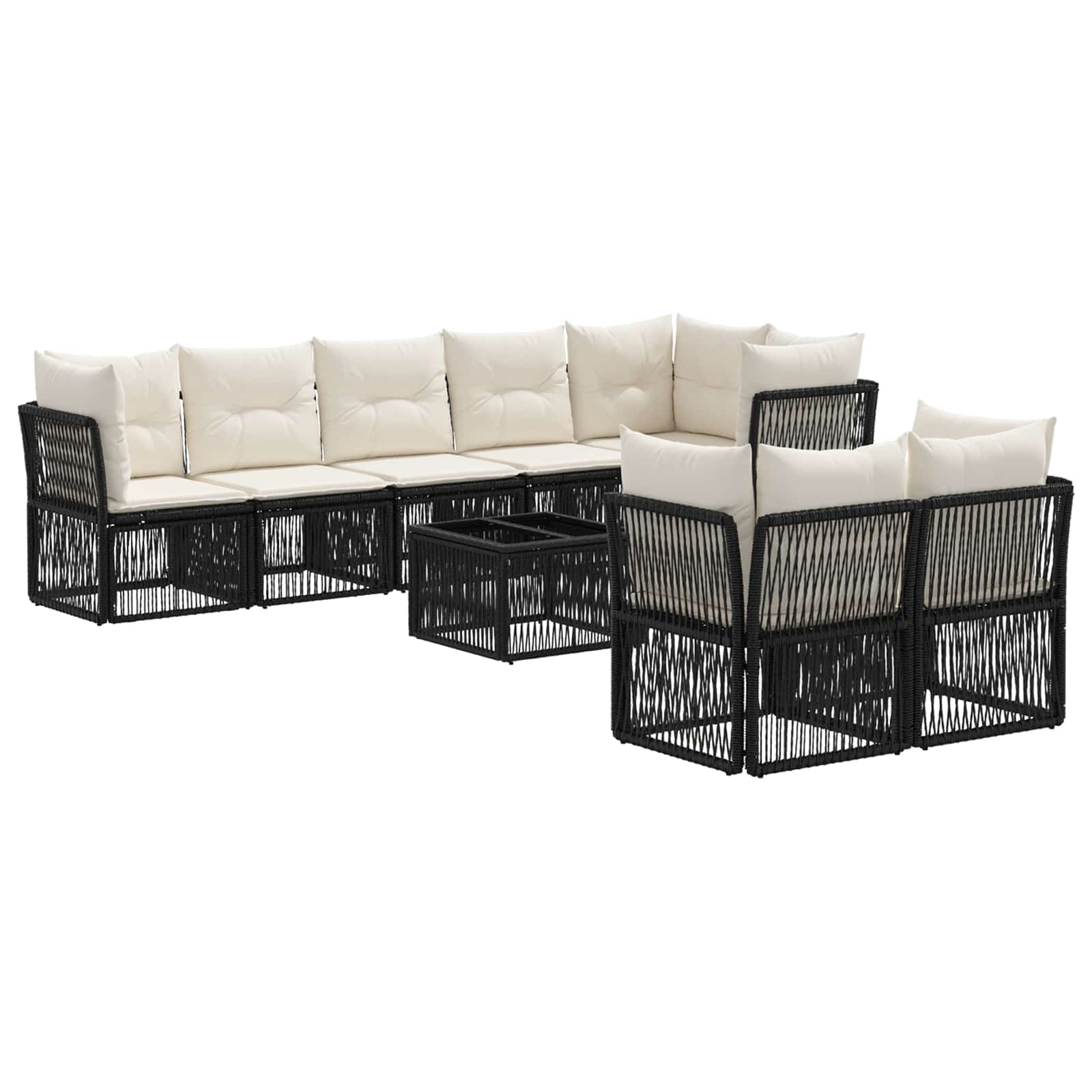 Ensemble de canapé de jardin 9 pcs Noir polyrotin - XIOS
