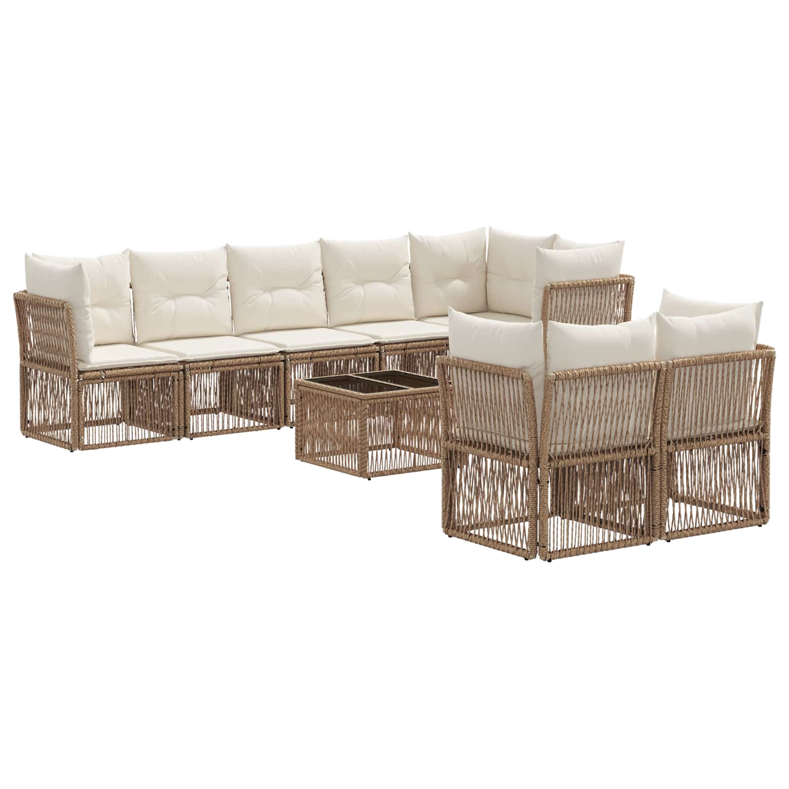 Ensemble de canapé de jardin 9 pcs Beige polyrotin - XIOS