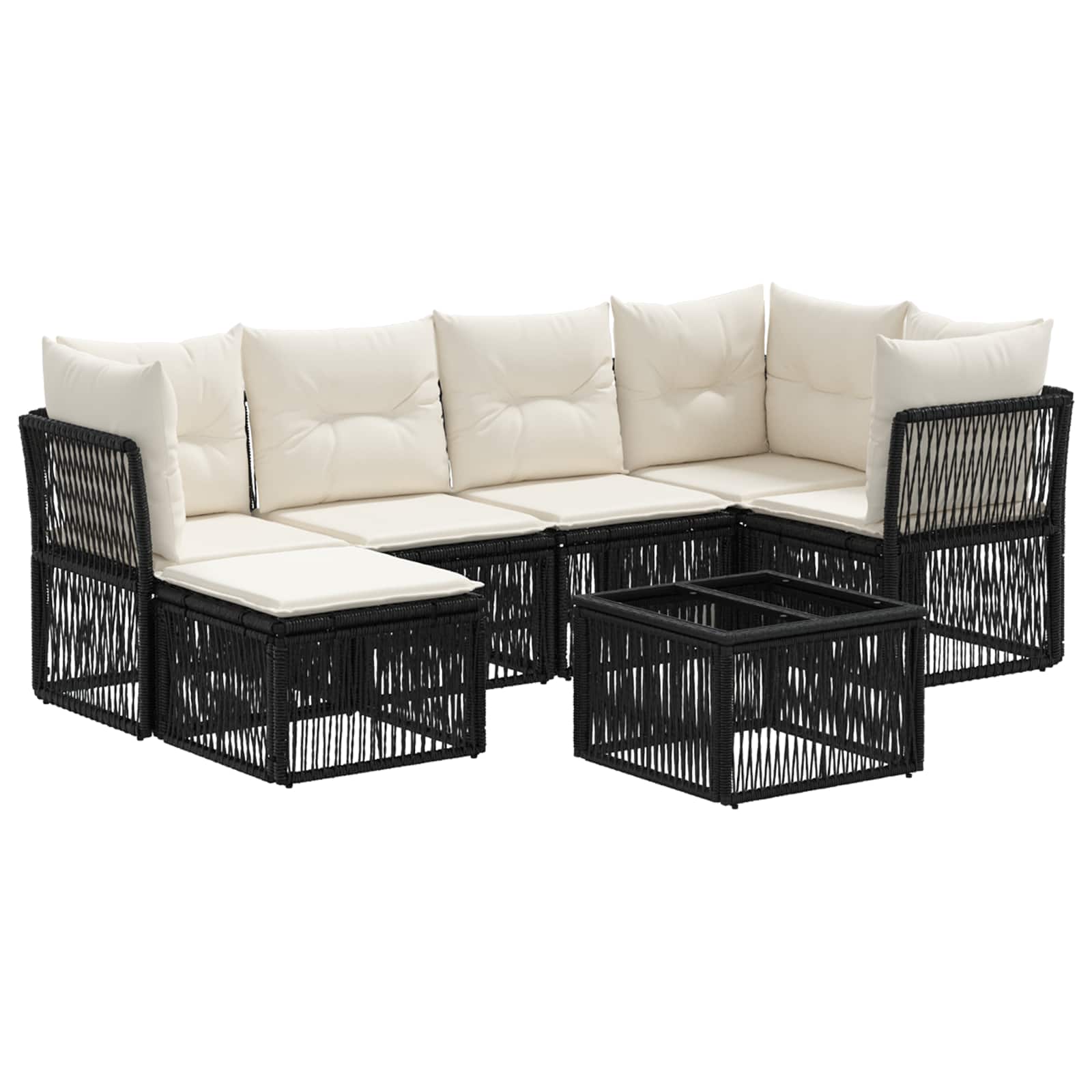 Ensemble de canapé de jardin 7 pcs Noir polyrotin - XIOS