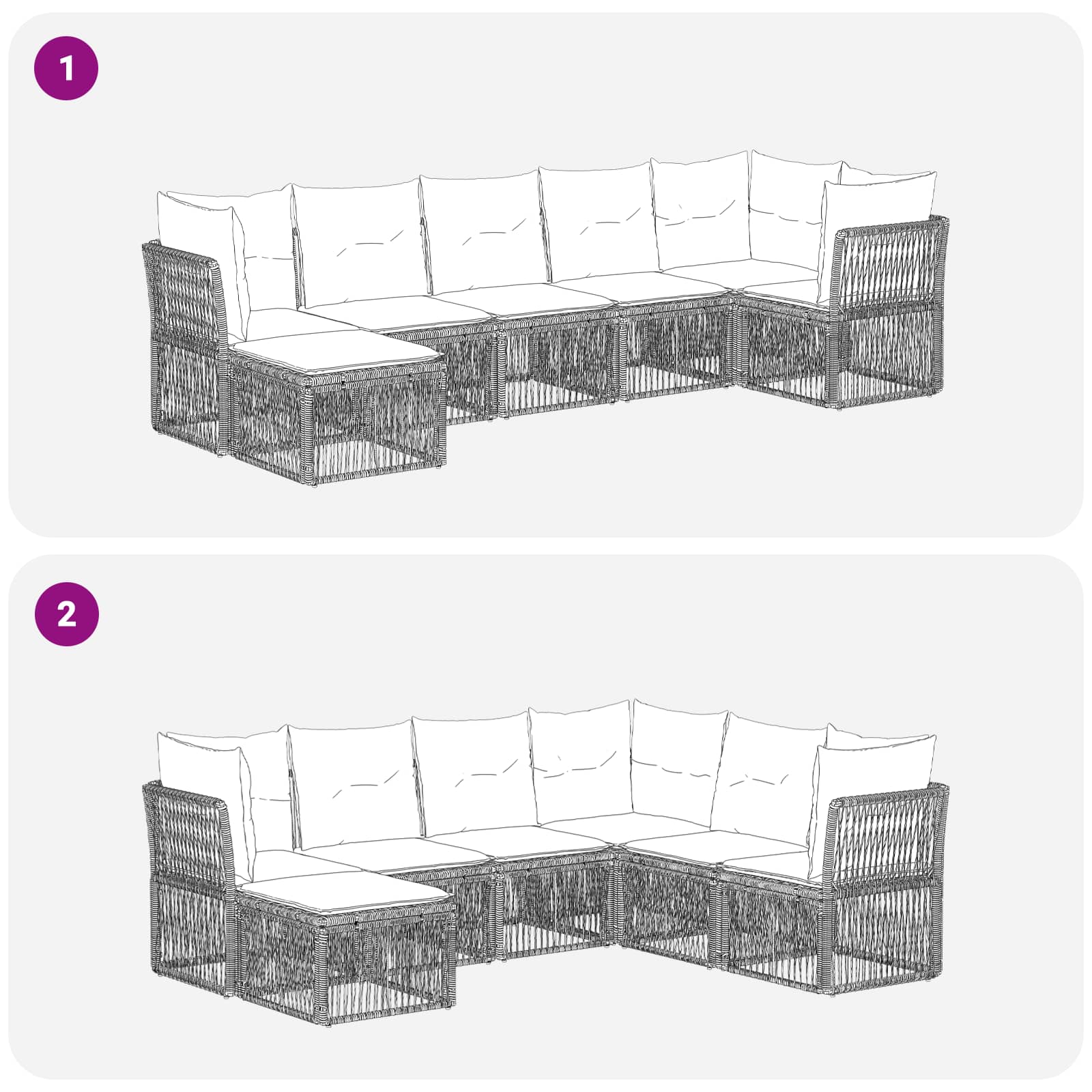 Ensemble de canapé de jardin 7 pcs Gris polyrotin - XIOS