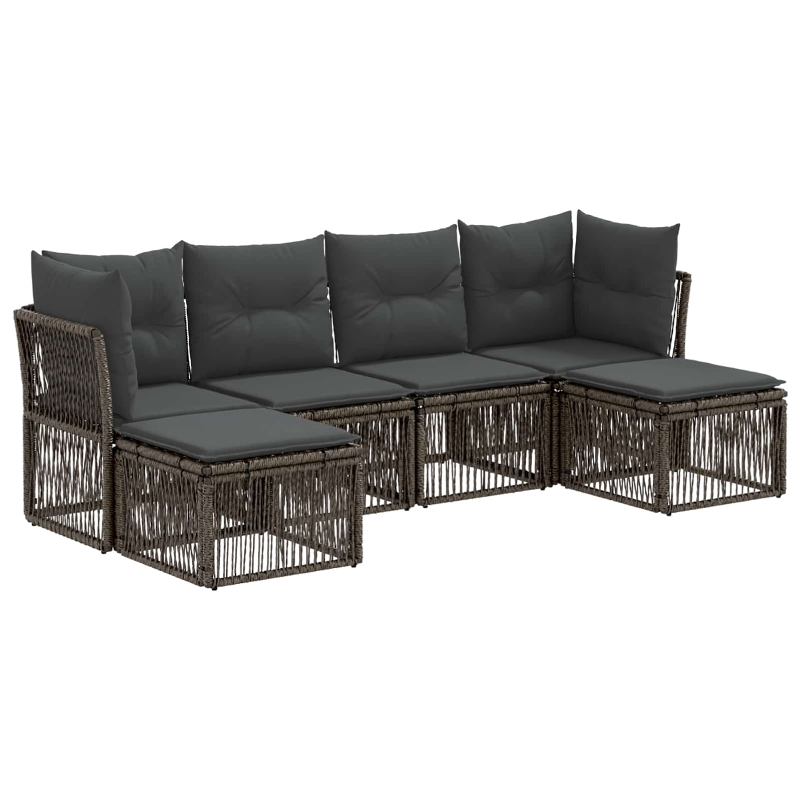 Ensemble de canapé de jardin 6 pcs Gris polyrotin - XIOS