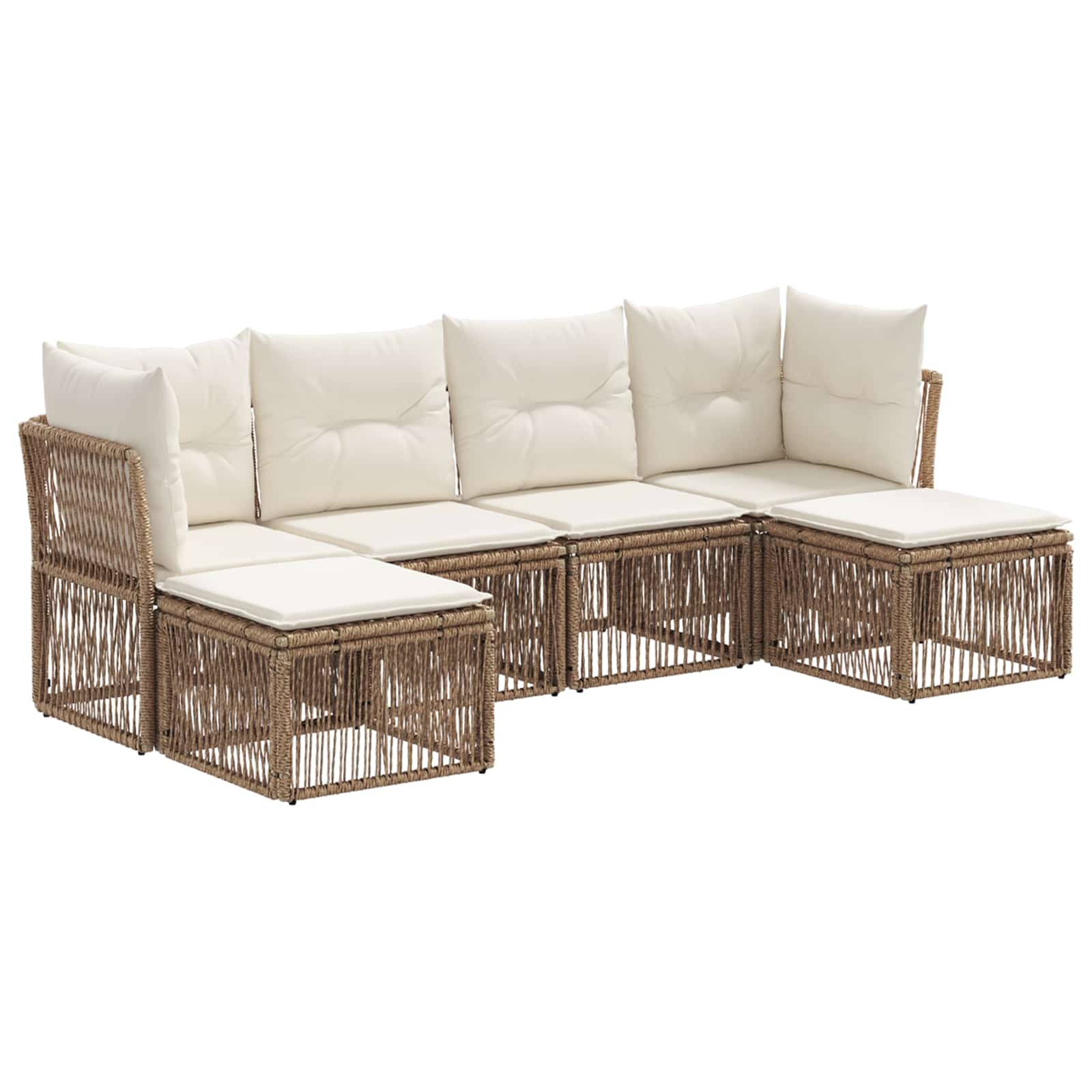 Ensemble de canapé de jardin 6 pcs Beige polyrotin - XIOS