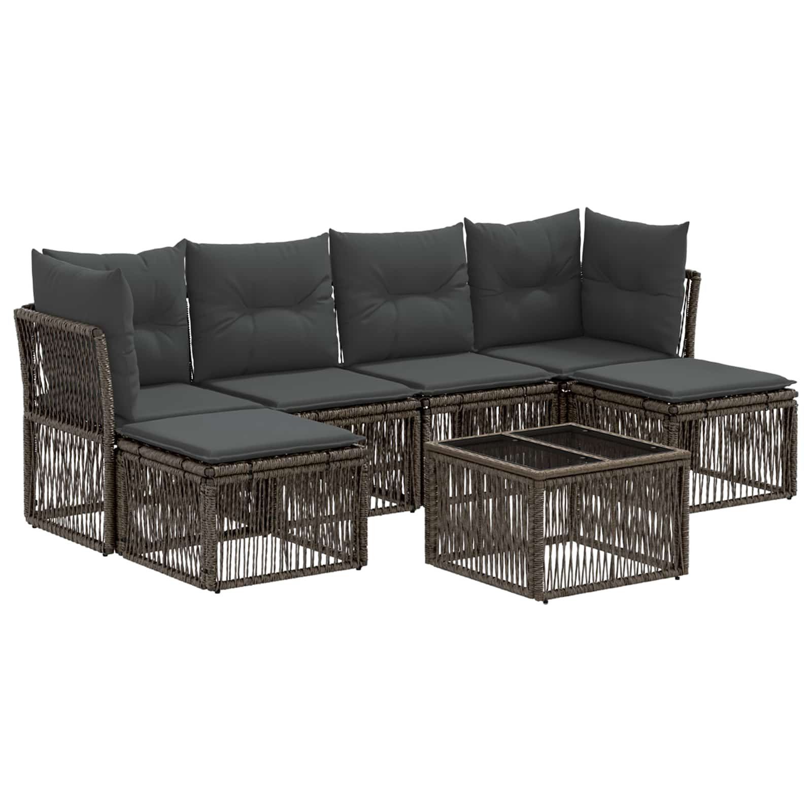 Ensemble de canapé de jardin 7 pcs Gris polyrotin - XIOS