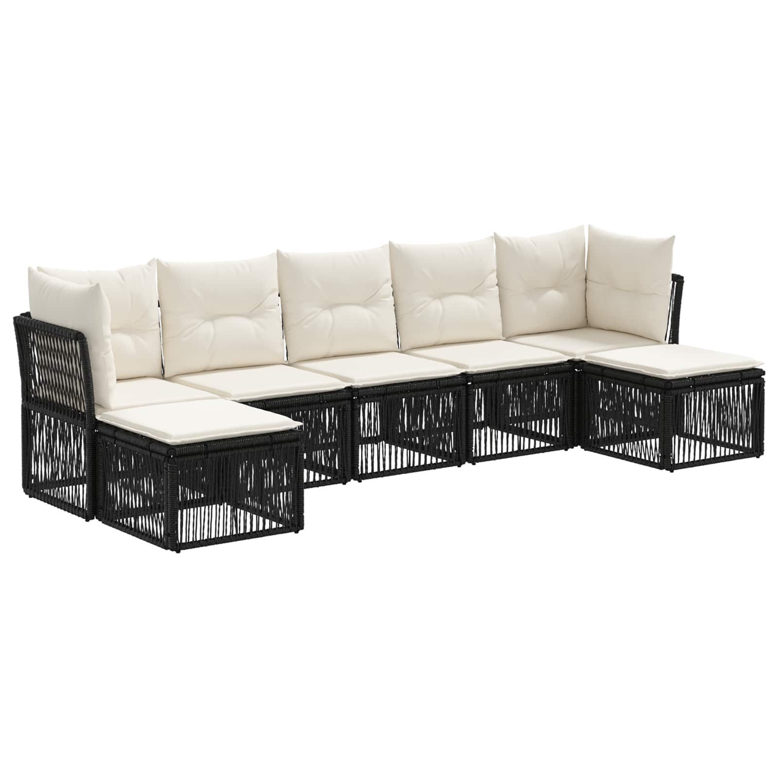 Ensemble de canapé de jardin 7 pcs Noir polyrotin - XIOS