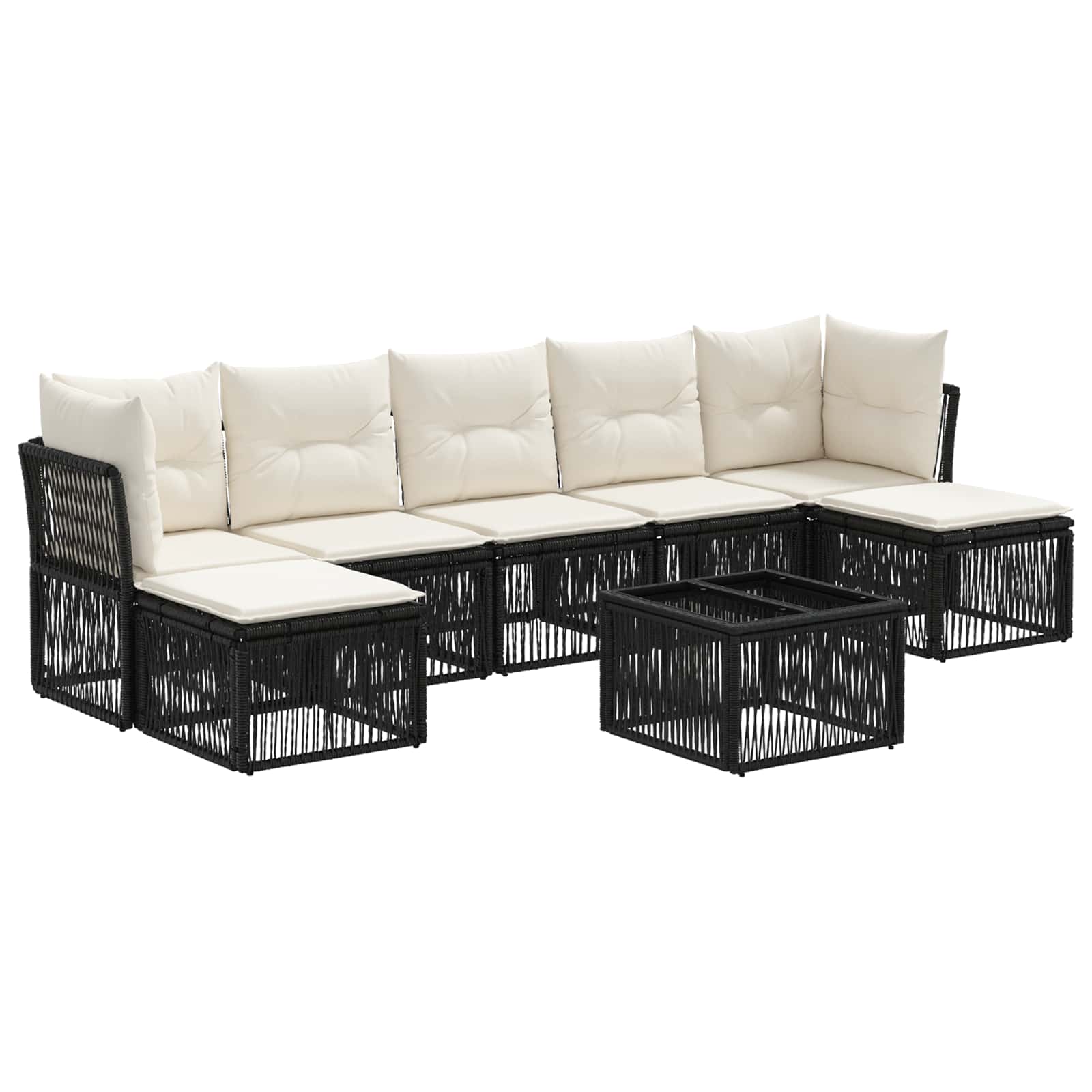 Ensemble de canapé de jardin 8 pcs Noir polyrotin - XIOS