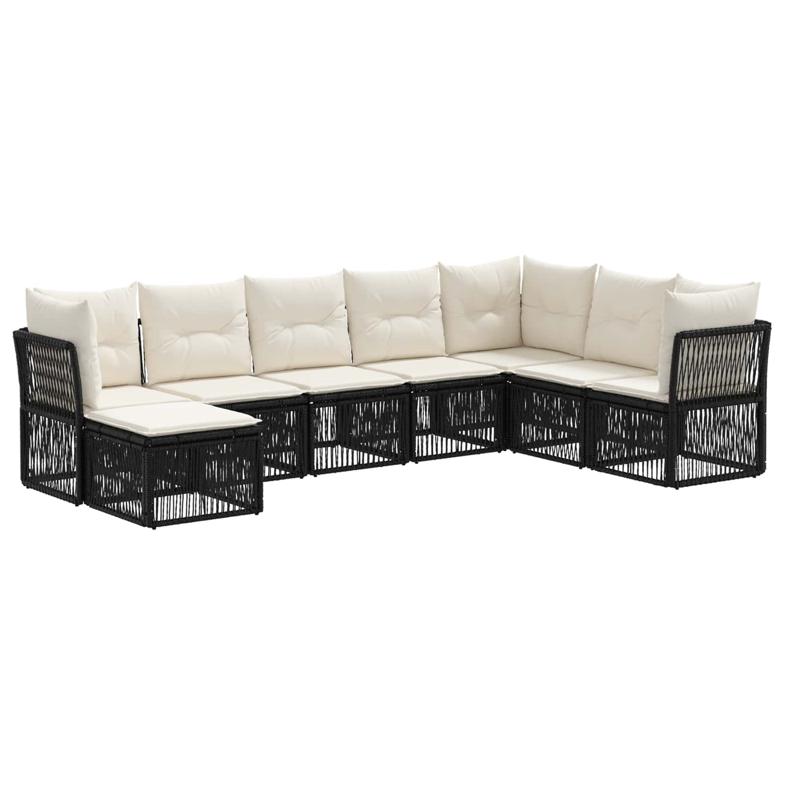 Ensemble de canapé de jardin 8 pcs Noir polyrotin - XIOS