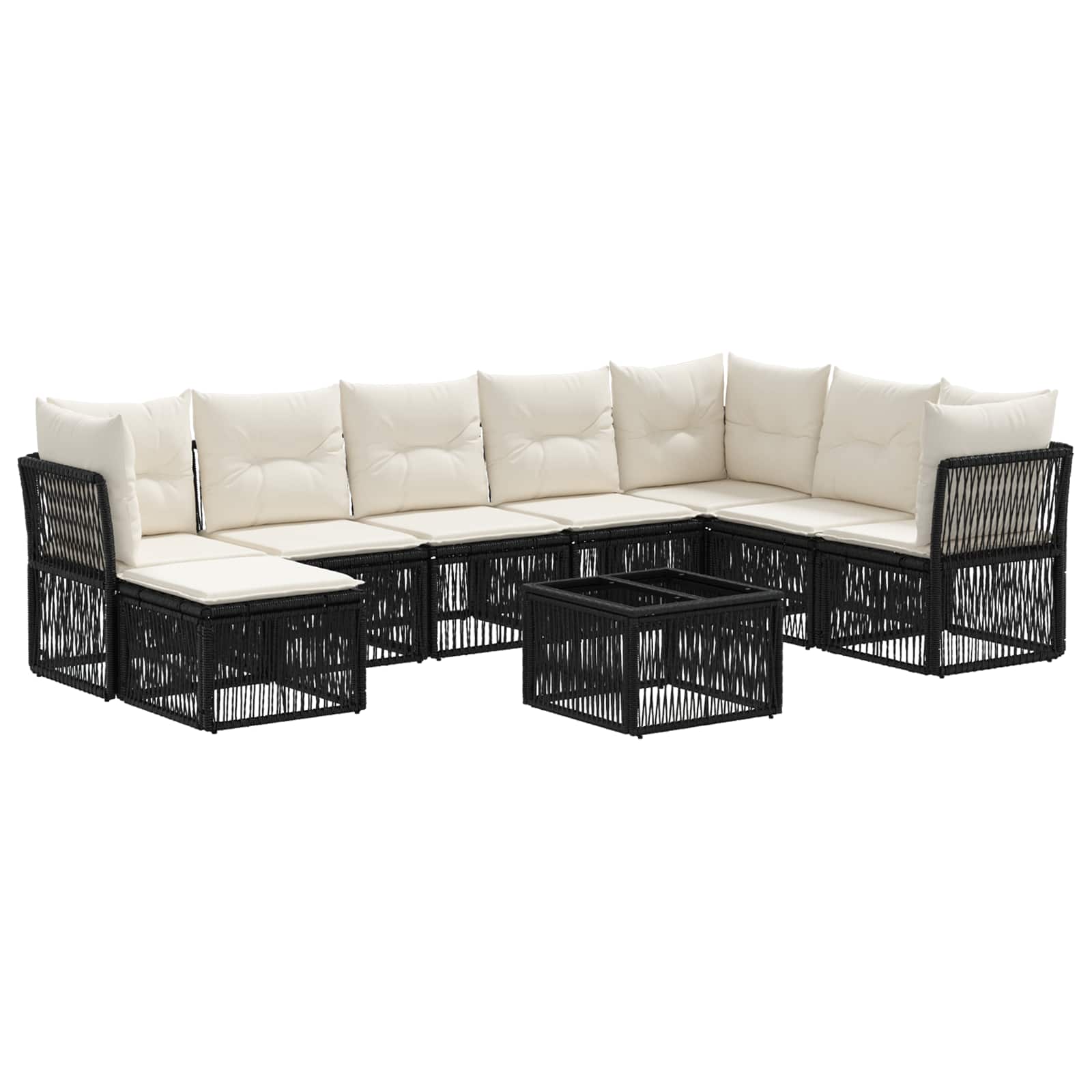 Ensemble de canapé de jardin 9 pcs Noir polyrotin - XIOS