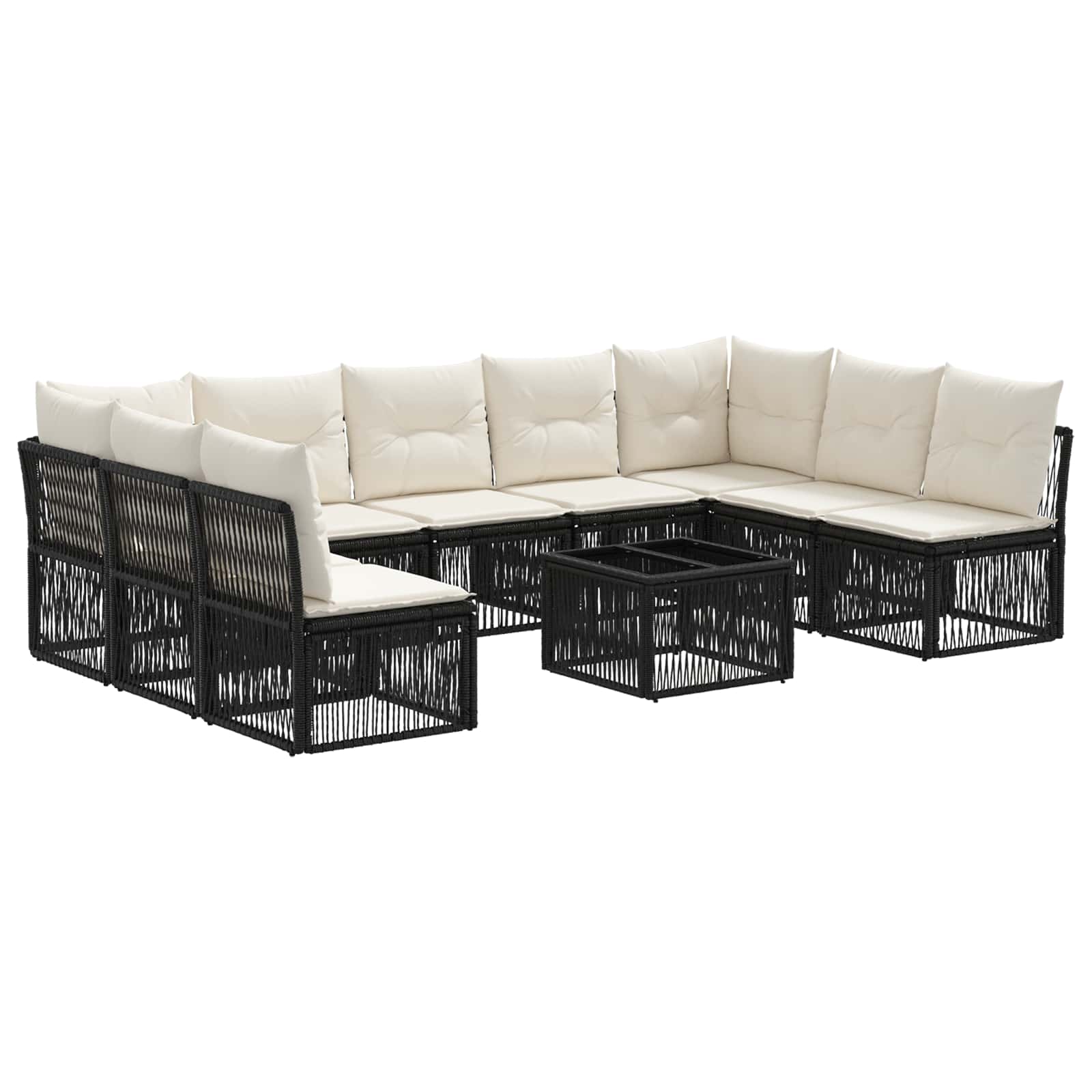 Ensemble de canapé de jardin 10 pcs Noir polyrotin - XIOS