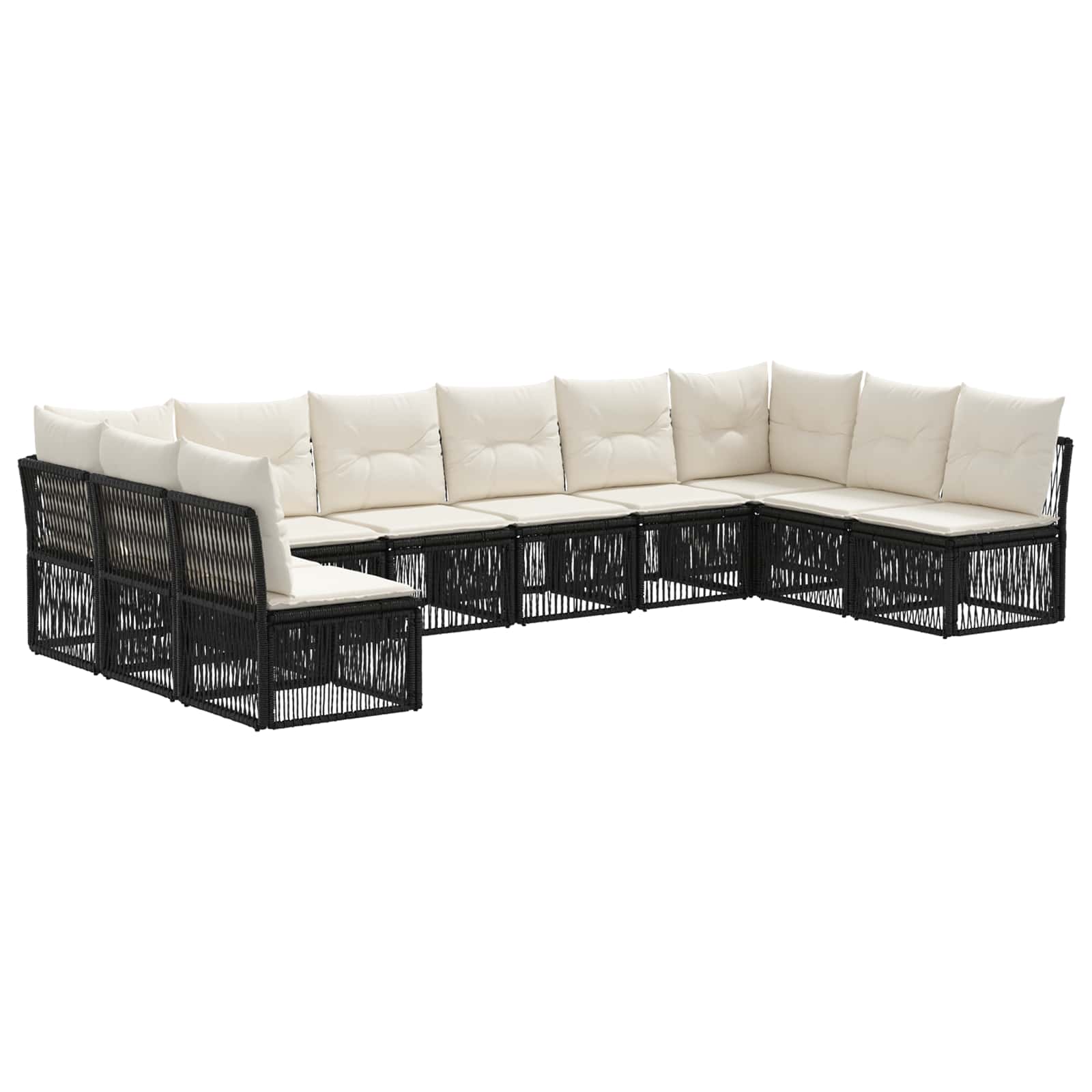 Ensemble de canapé de jardin 10 pcs Noir polyrotin - XIOS