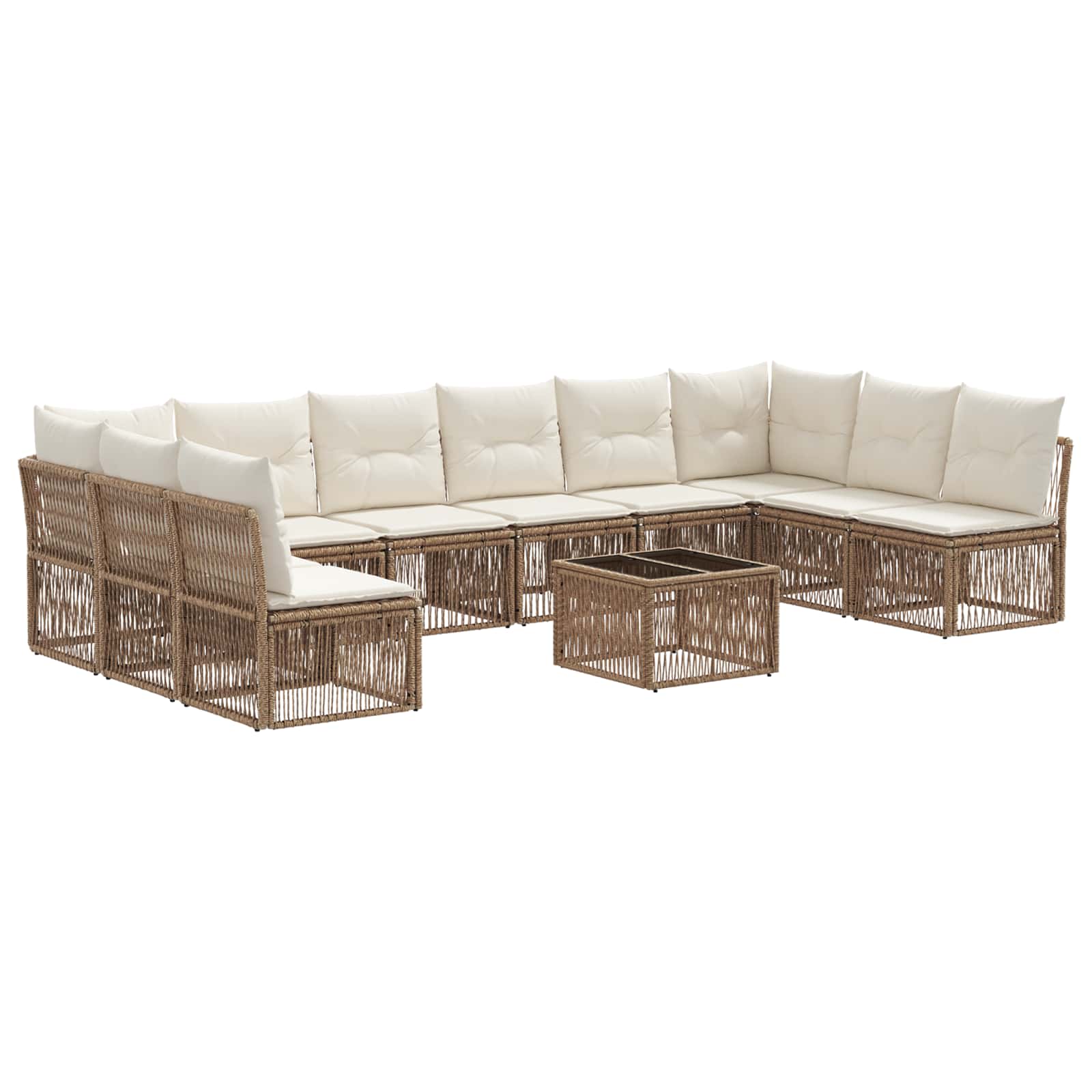 Ensemble de canapé de jardin 11 pcs Beige polyrotin - XIOS