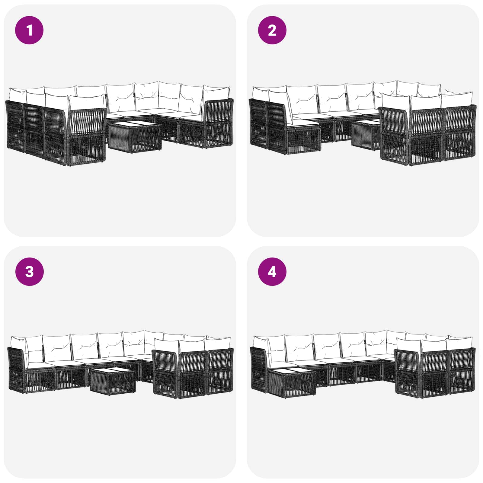 Ensemble de canapé de jardin 10 pcs Gris polyrotin - XIOS