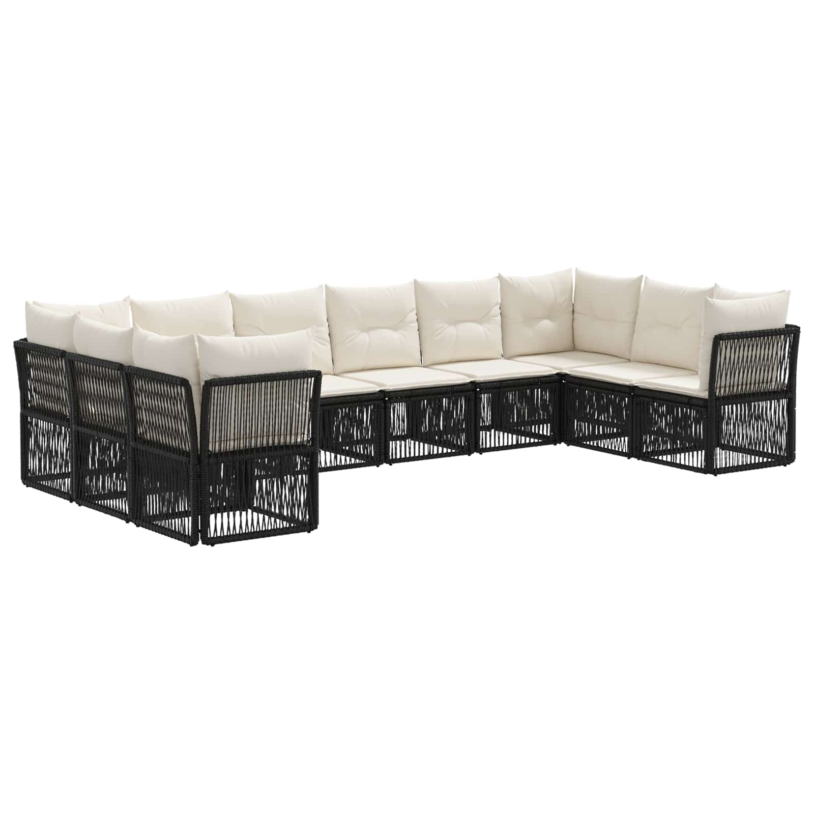 Ensemble de canapé de jardin 10 pcs Noir polyrotin - XIOS