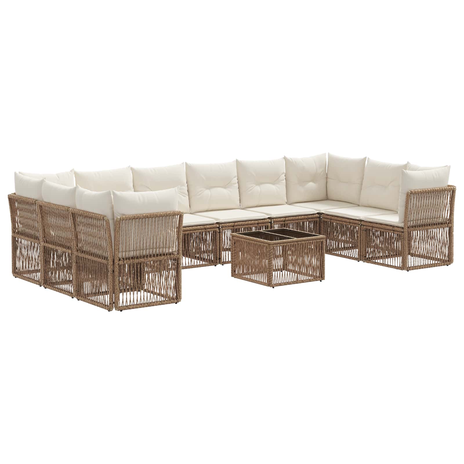 Ensemble de canapé de jardin 11 pcs Beige polyrotin - XIOS