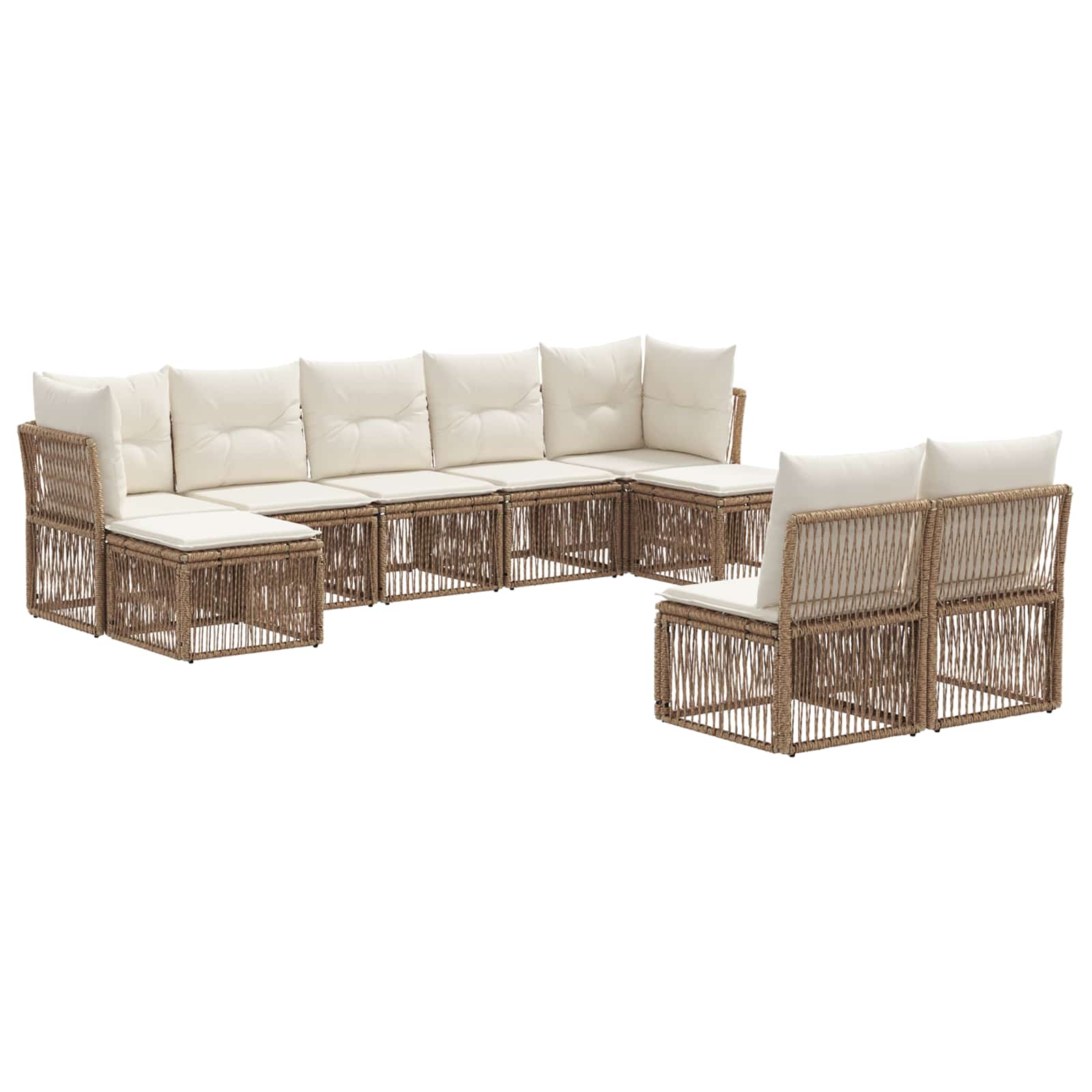 Ensemble de canapé de jardin 9 pcs Beige polyrotin - XIOS