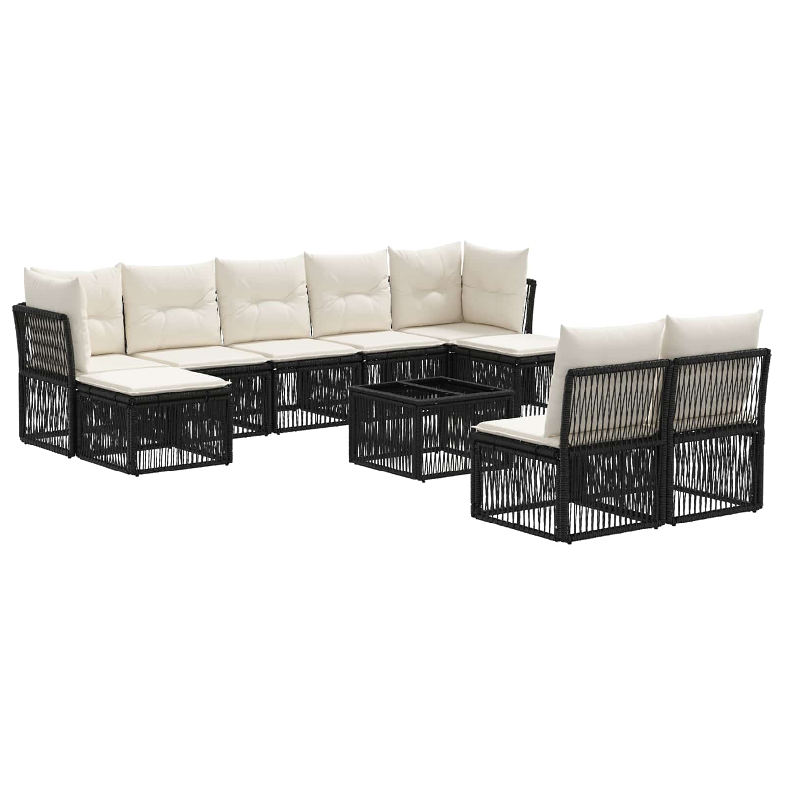 Ensemble de canapé de jardin 10 pcs Noir polyrotin - XIOS