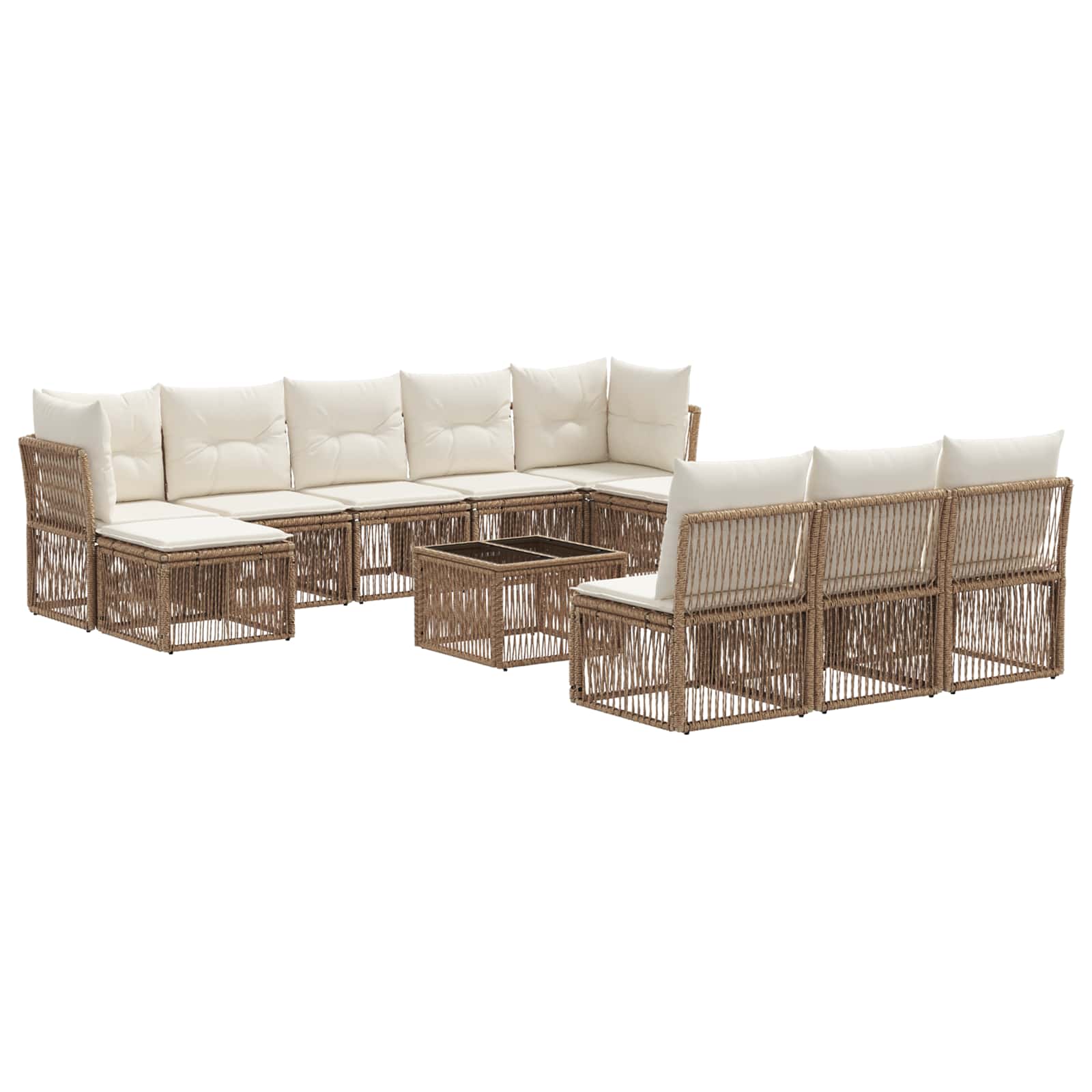 Ensemble de canapé de jardin 11 pcs Beige polyrotin - XIOS
