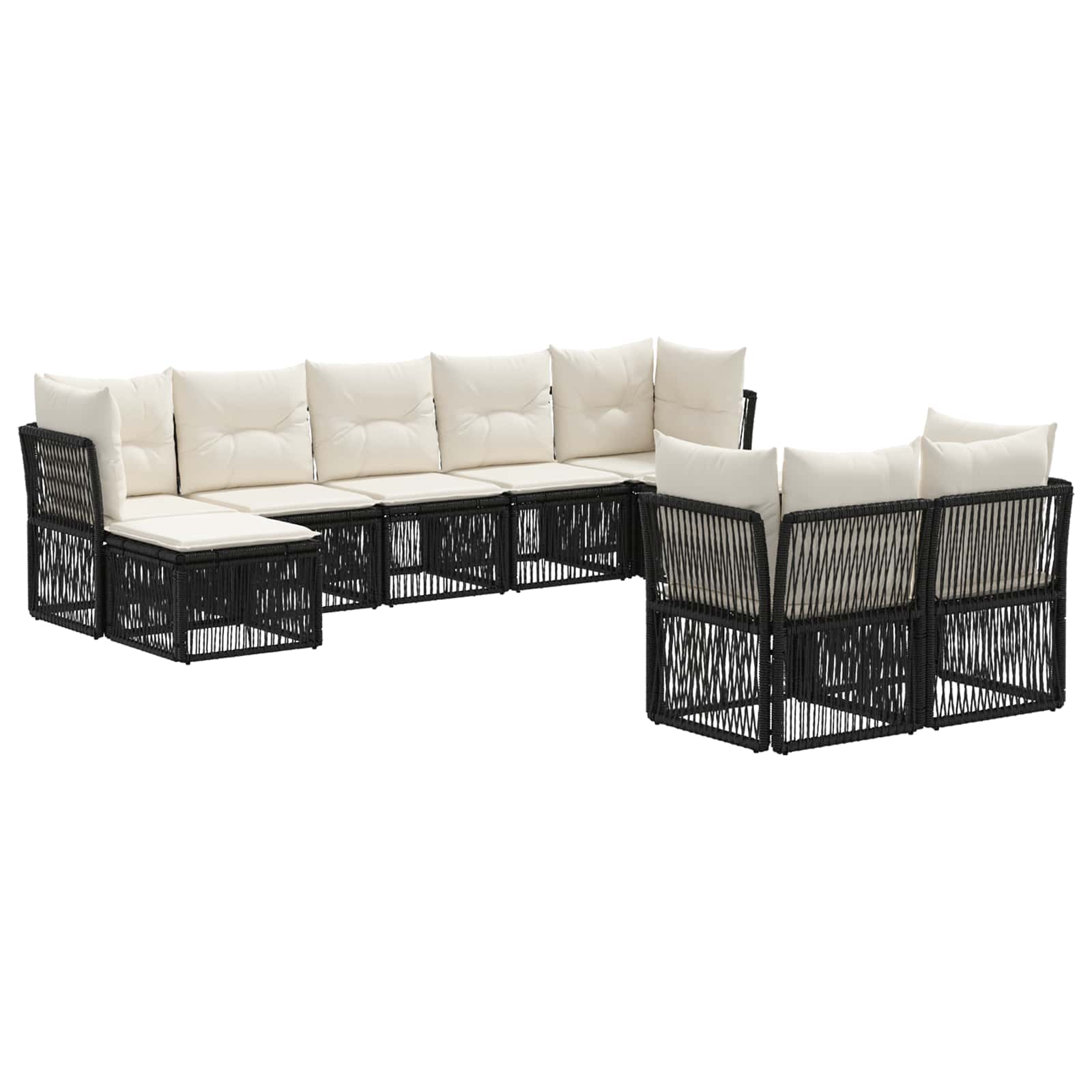 Ensemble de canapé de jardin 9 pcs Noir polyrotin - XIOS