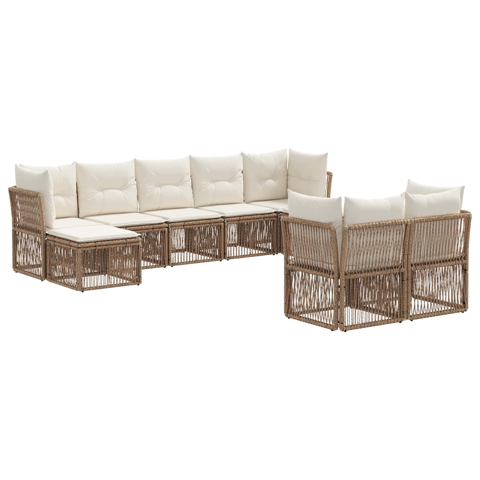 Ensemble de canapé de jardin 9 pcs Beige polyrotin - XIOS