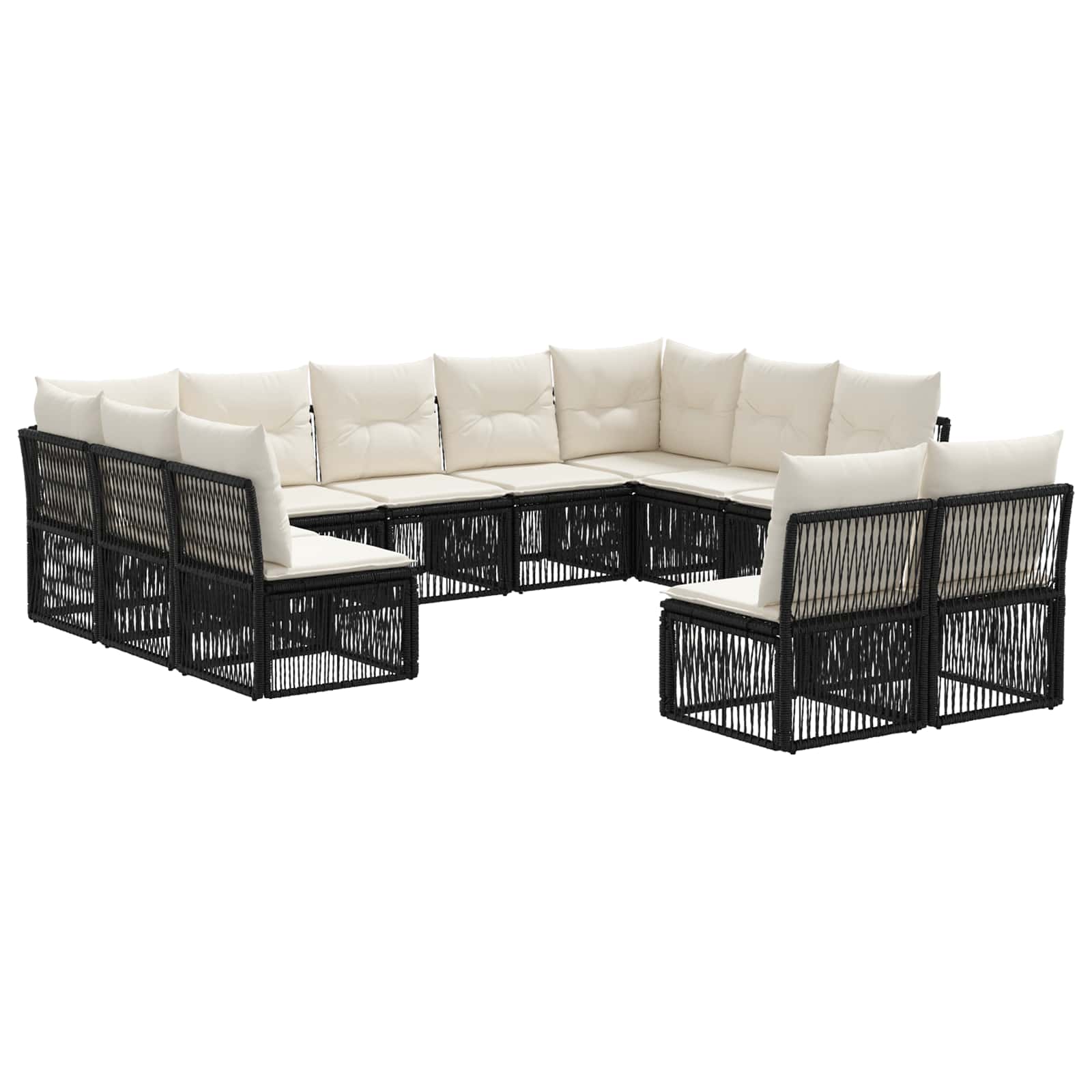 Ensemble de canapé de jardin 11 pcs Noir polyrotin - XIOS