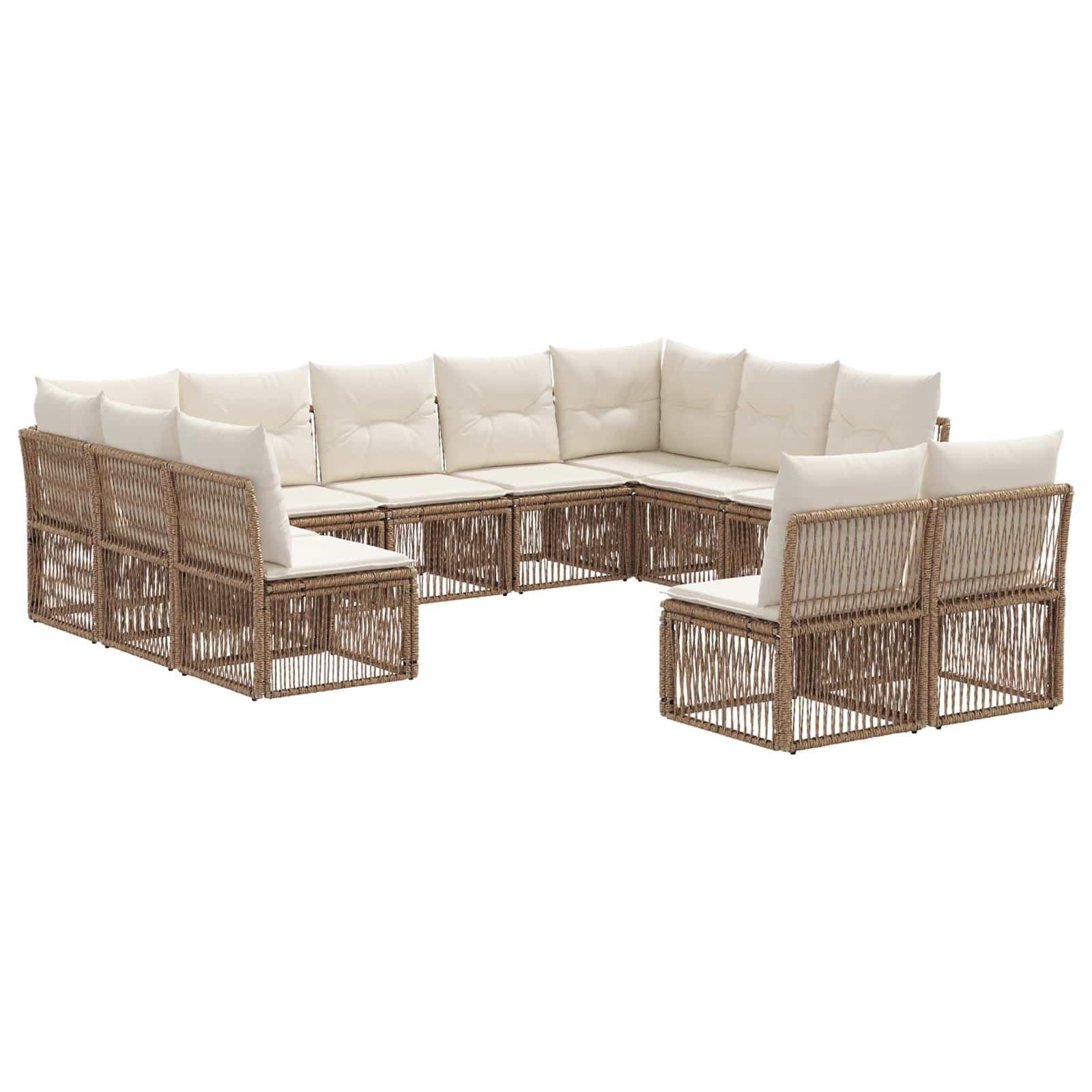Ensemble de canapé de jardin 11 pcs Beige polyrotin - XIOS