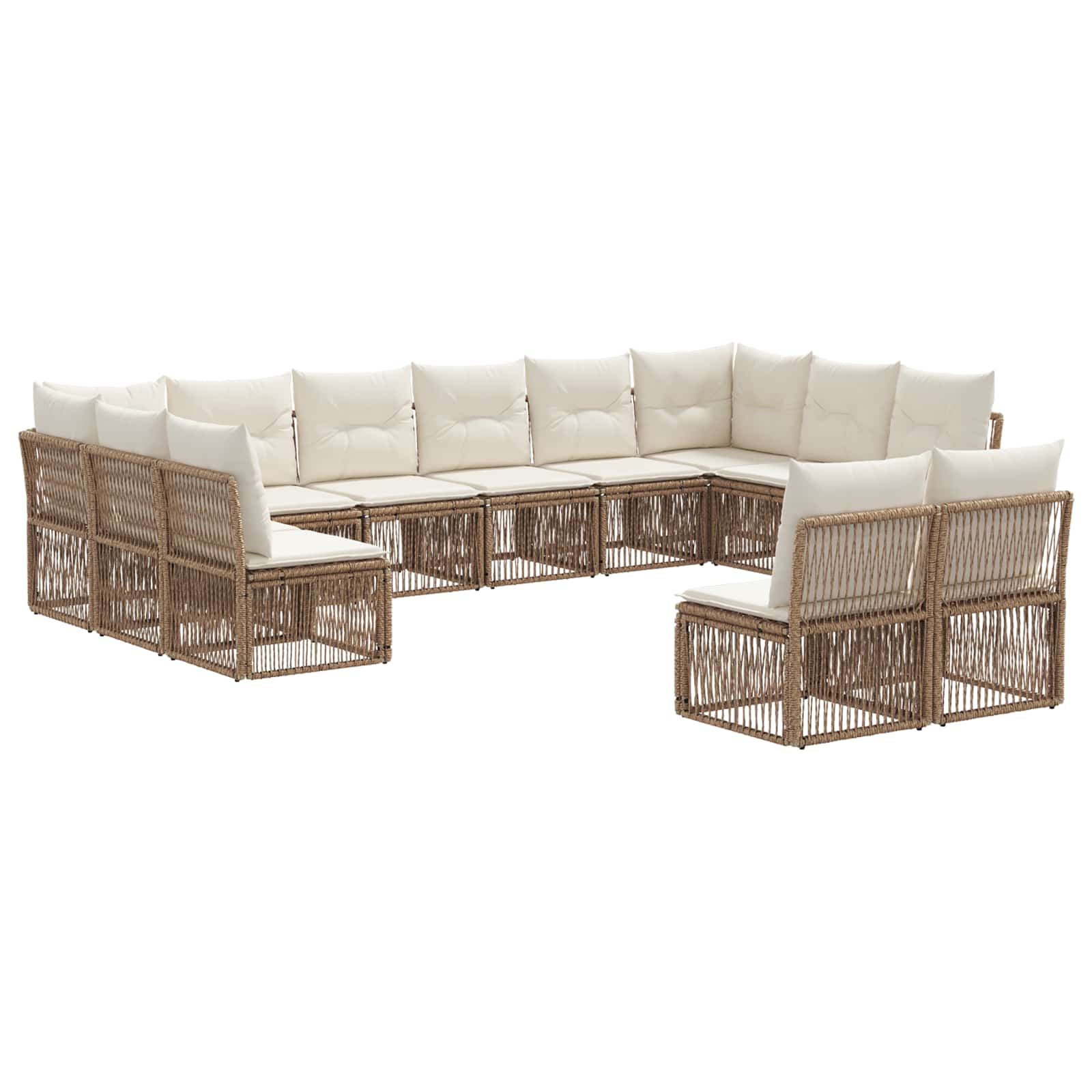 Ensemble de canapé de jardin 12 pcs Beige polyrotin - XIOS