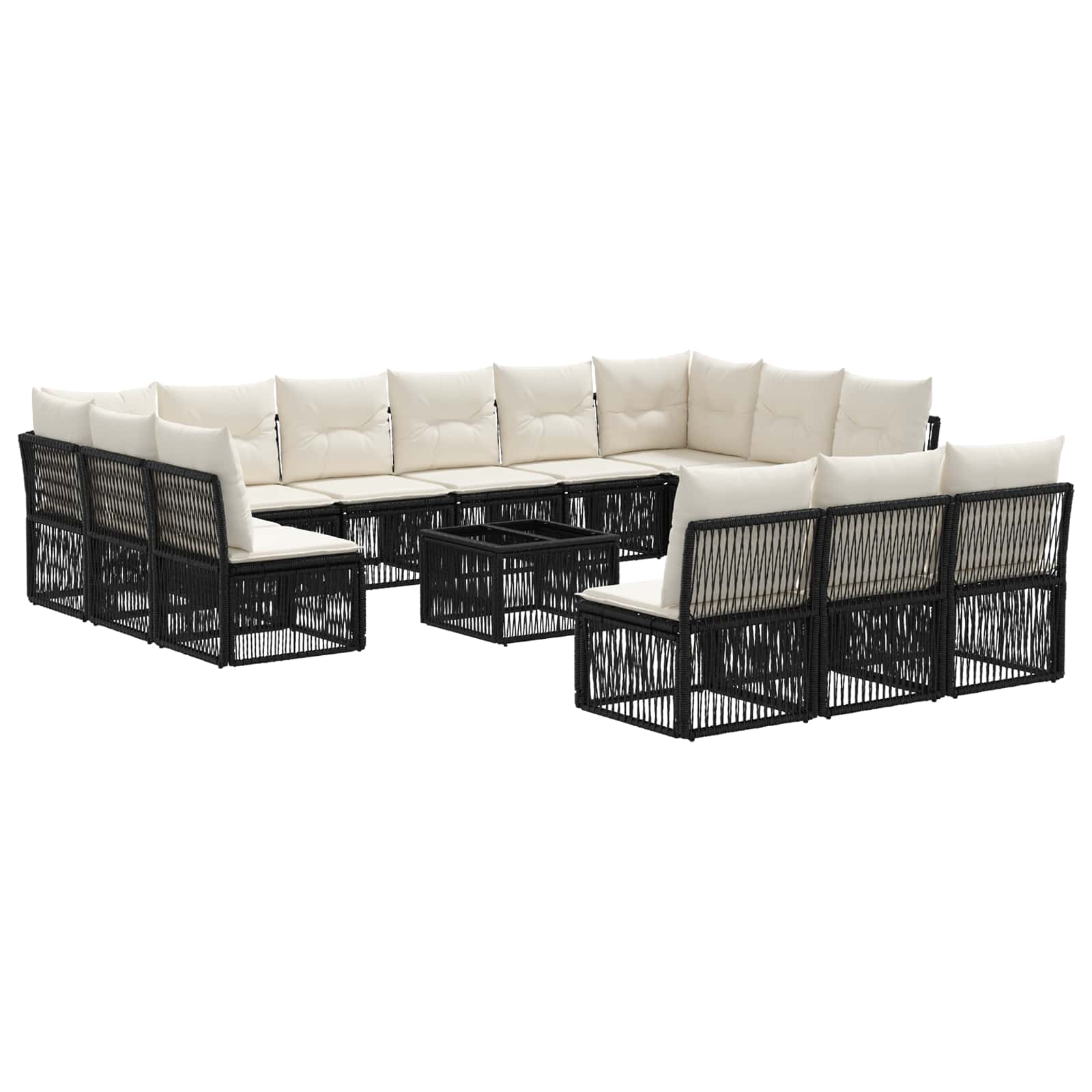 Ensemble de canapé de jardin 14 pcs Noir polyrotin - XIOS