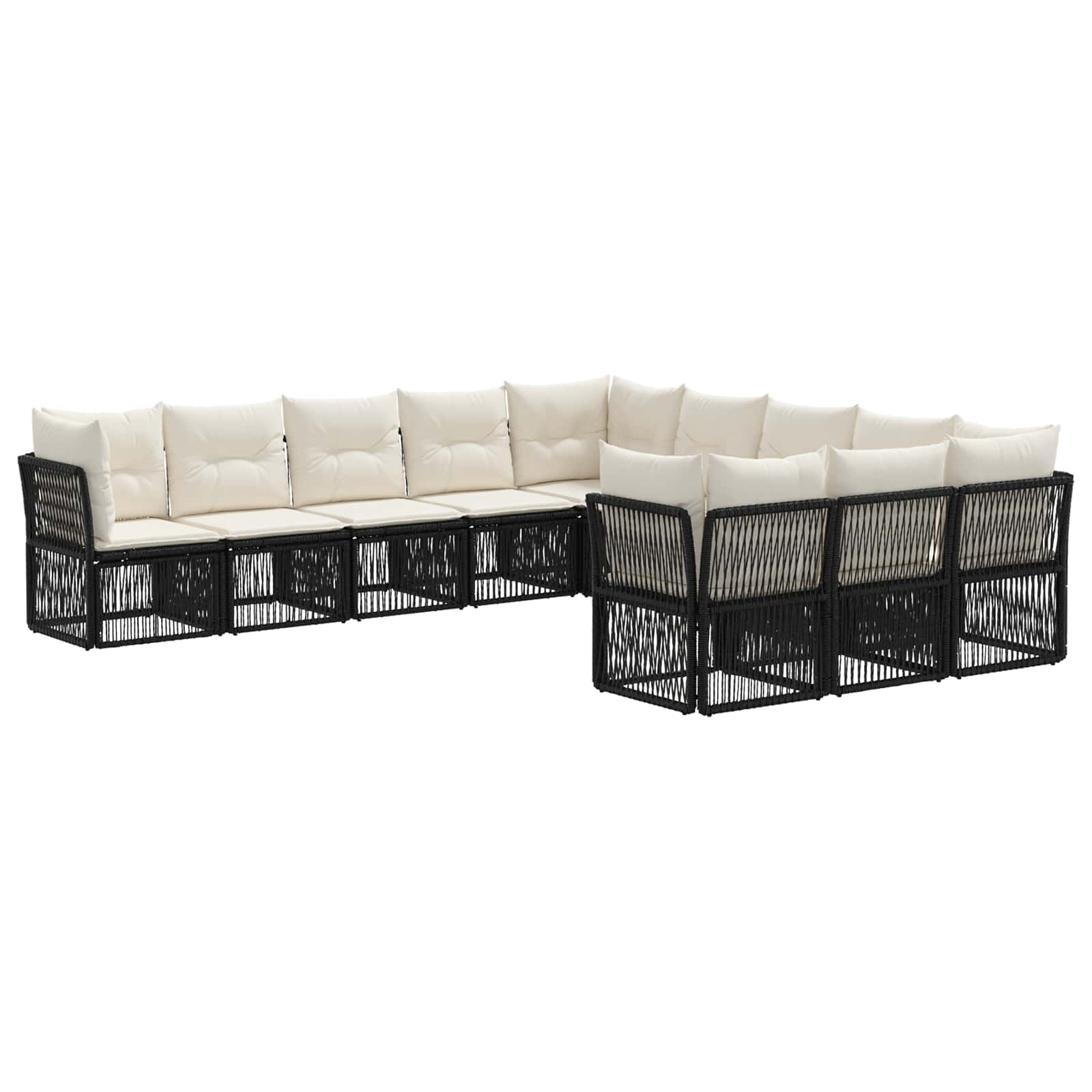 Ensemble de canapé de jardin 11 pcs Noir polyrotin - XIOS