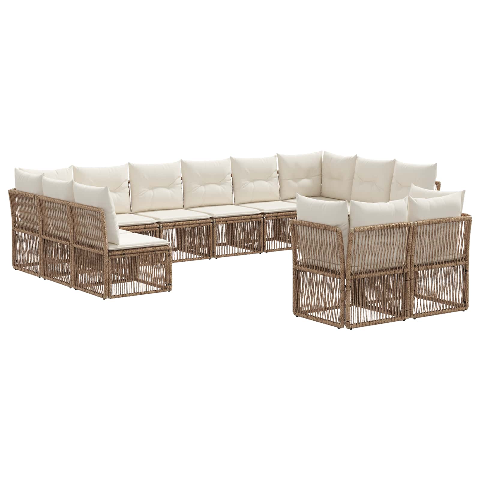 Ensemble de canapé de jardin 12 pcs Beige polyrotin - XIOS