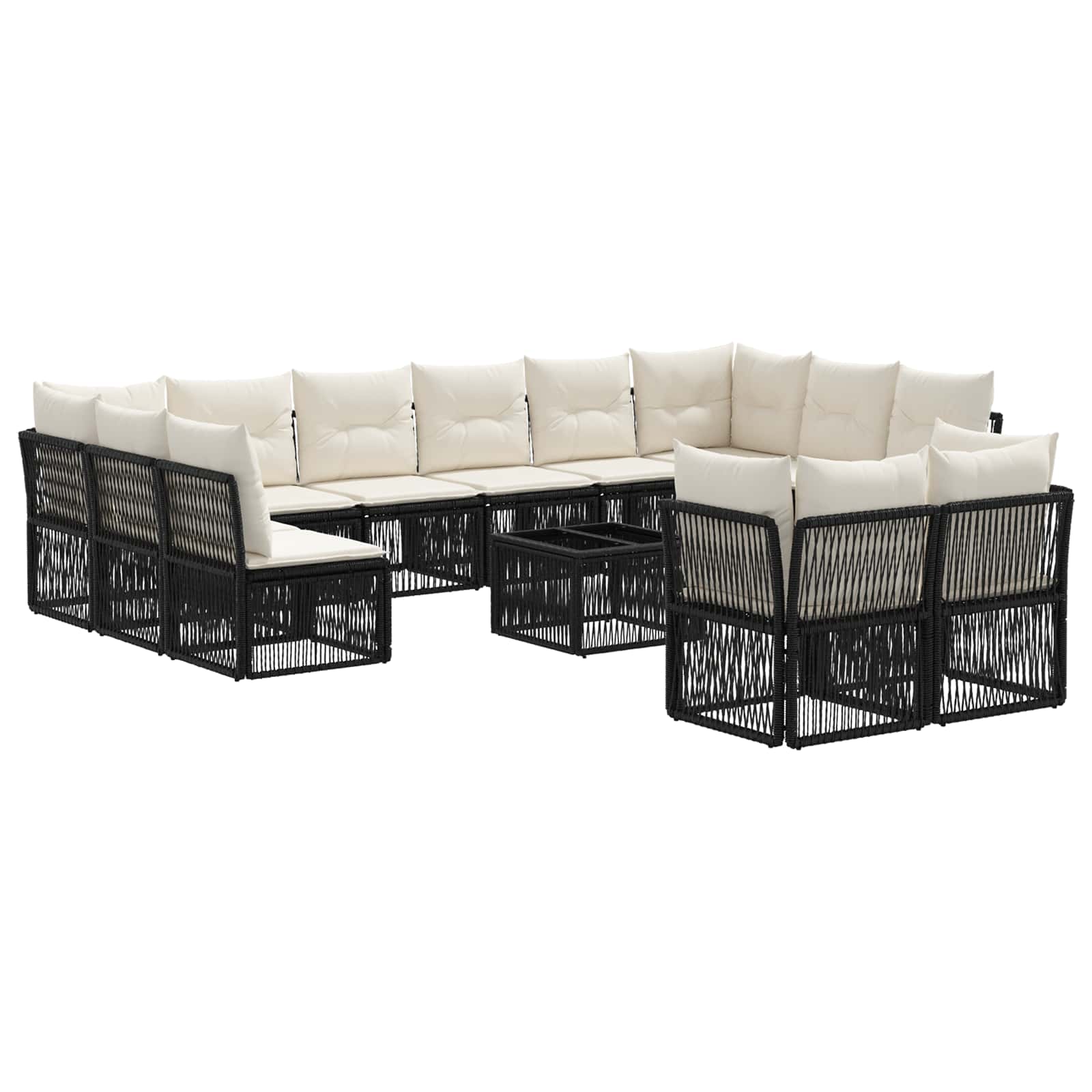 Ensemble de canapé de jardin 13 pcs Noir polyrotin - XIOS