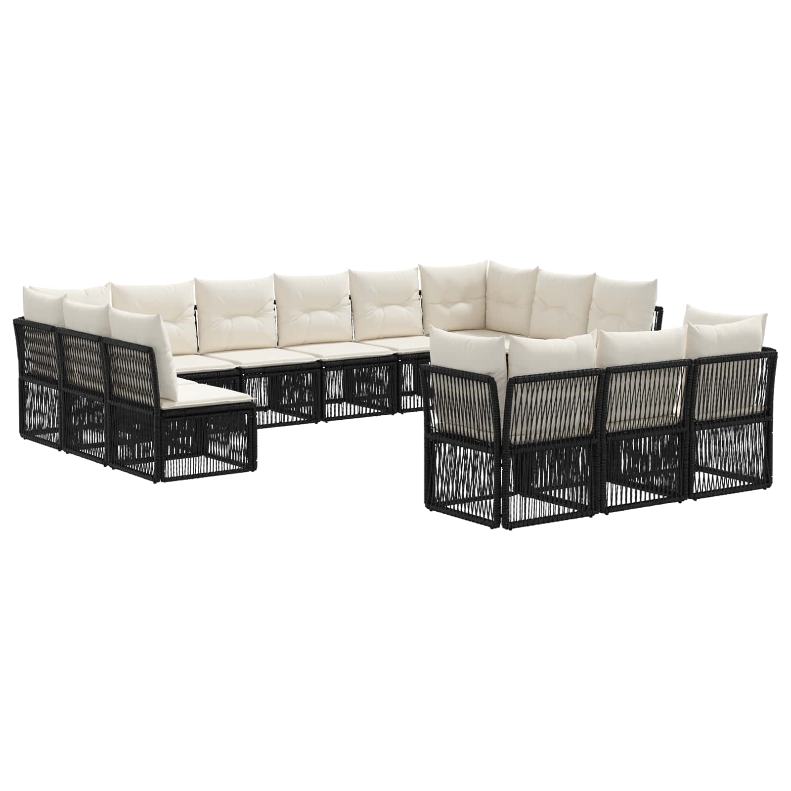 Ensemble de canapé de jardin 13 pcs Noir polyrotin - XIOS