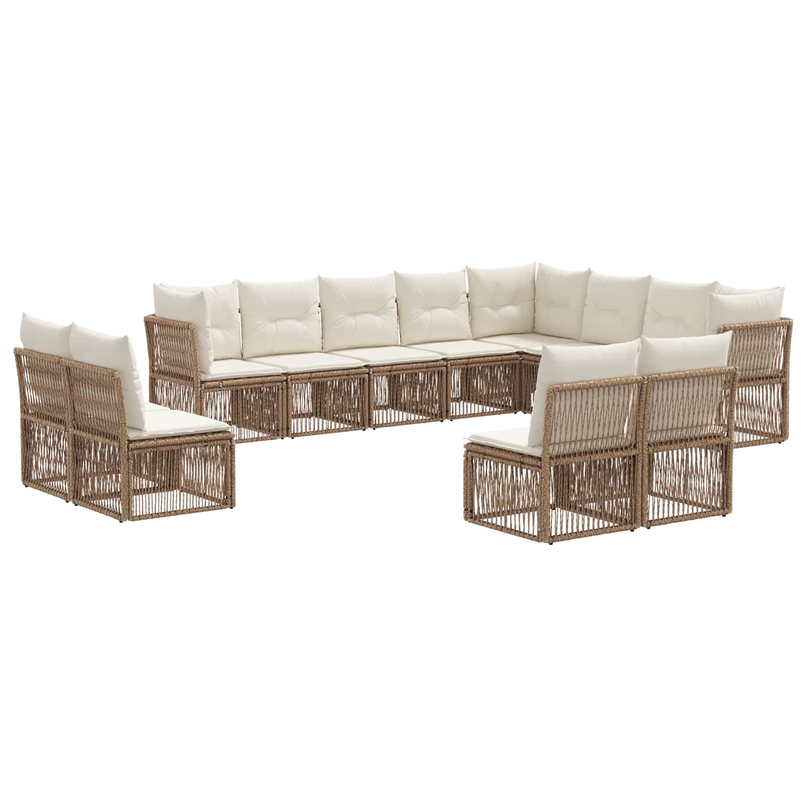 Ensemble de canapé de jardin 12 pcs Beige polyrotin - XIOS
