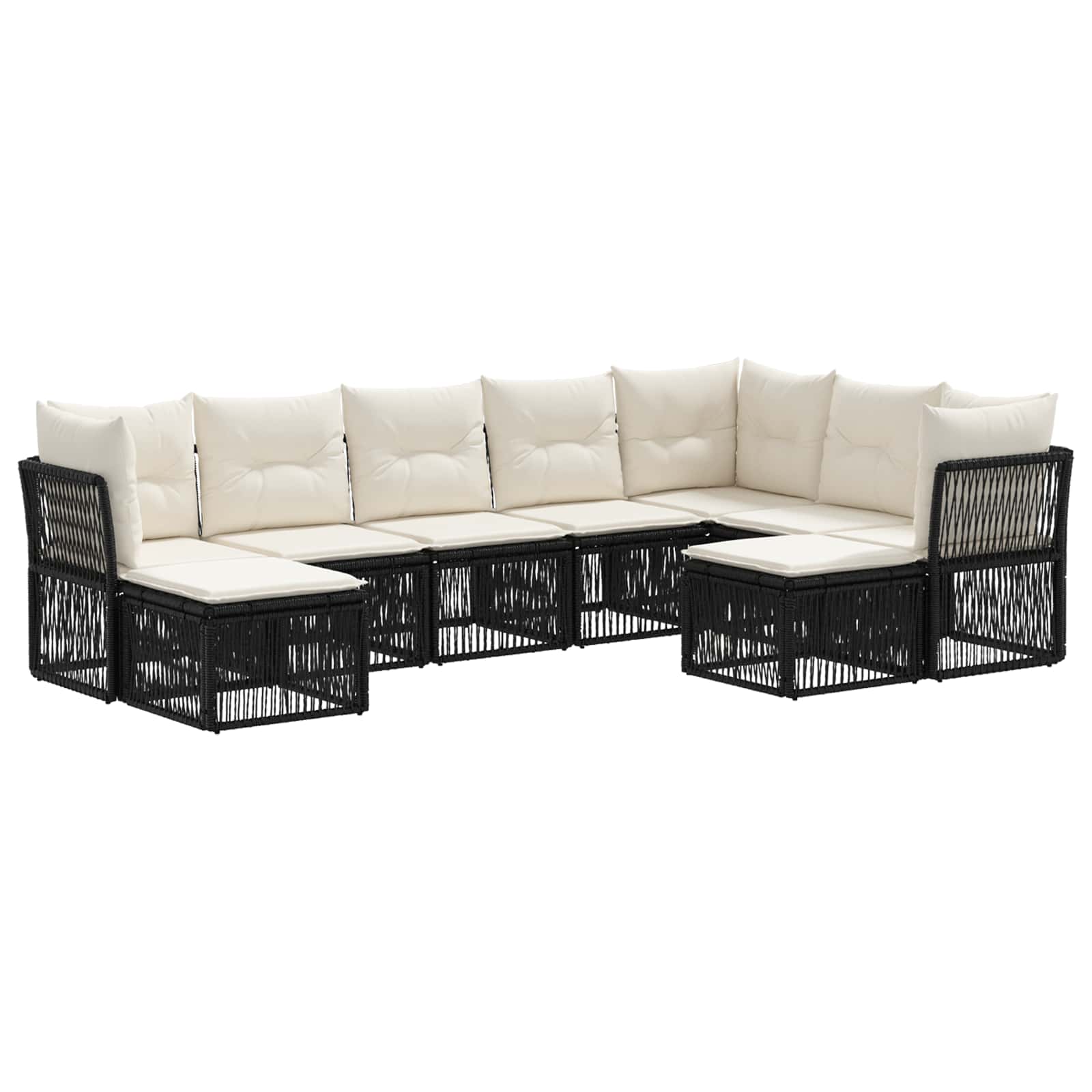 Ensemble de canapé de jardin 9 pcs Noir polyrotin - XIOS