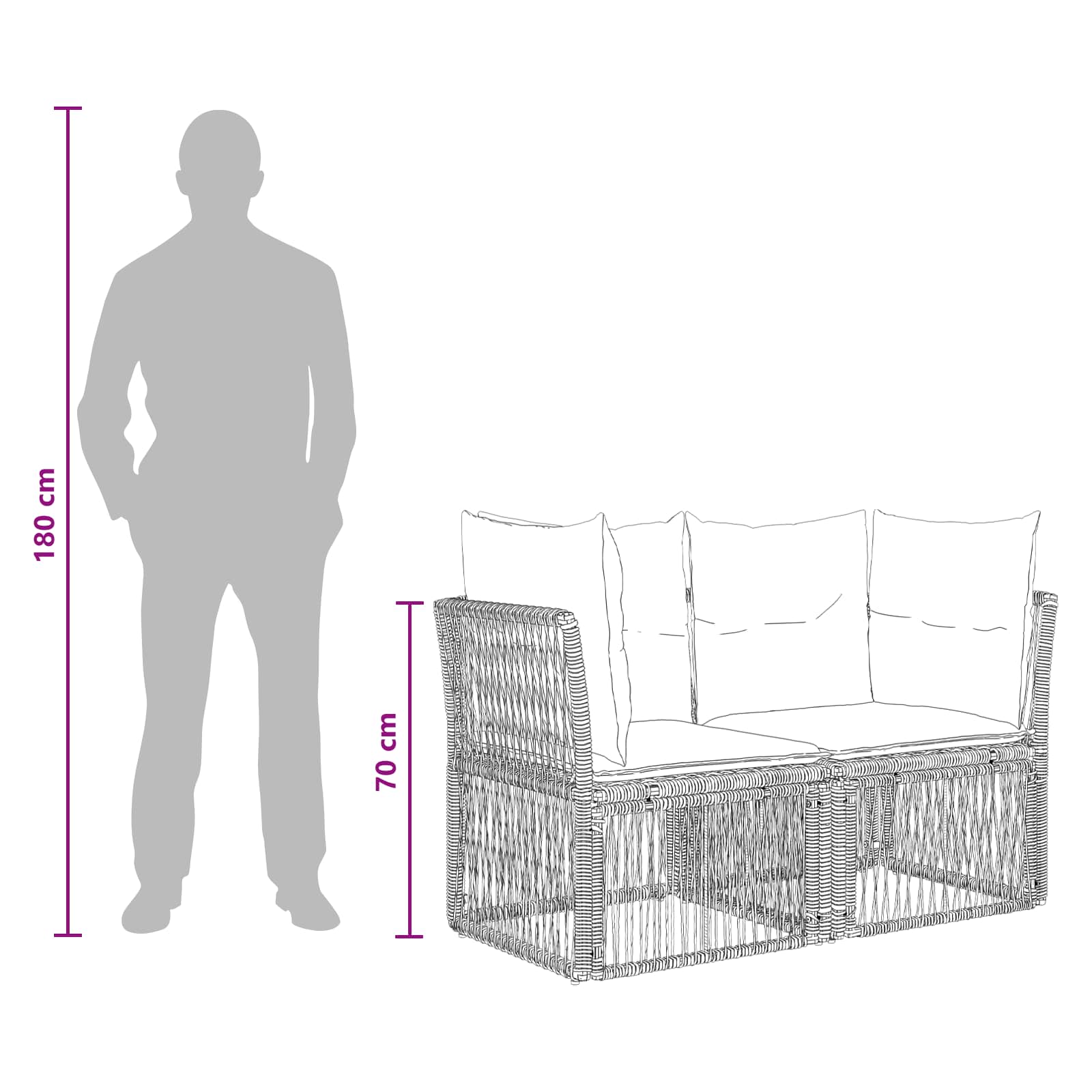 Ensemble de canapé de jardin 10 pcs Gris polyrotin - XIOS