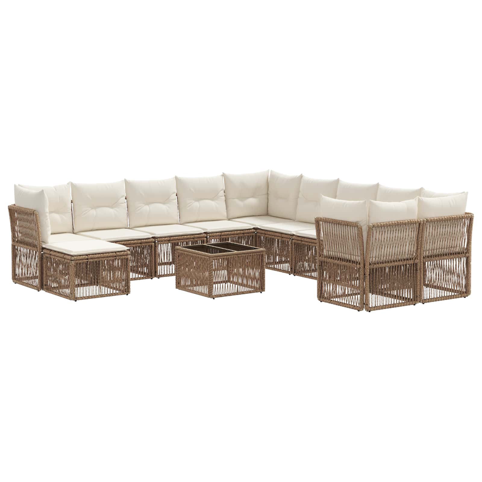 Ensemble de canapé de jardin 12 pcs Beige polyrotin - XIOS