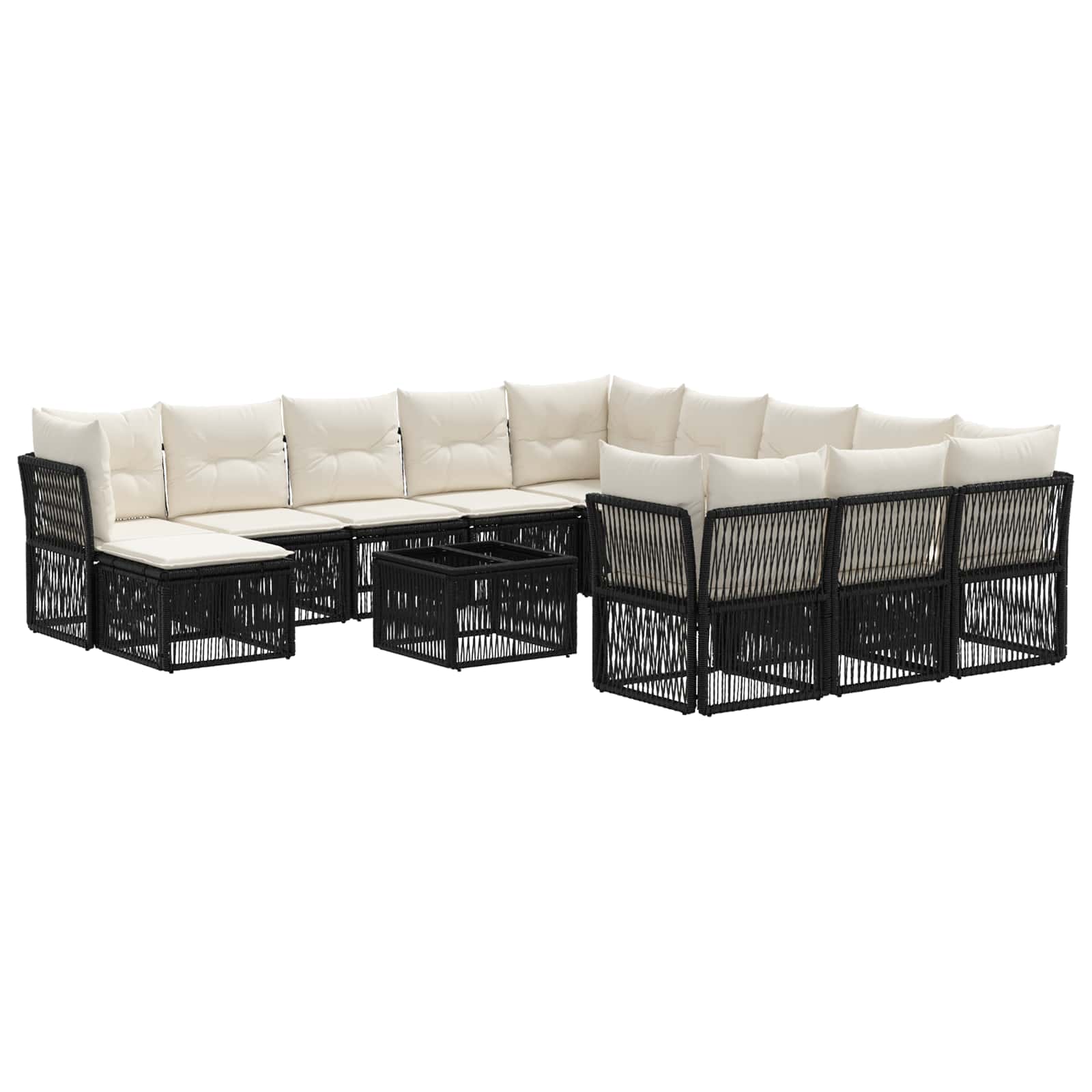 Ensemble de canapé de jardin 13 pcs Noir polyrotin