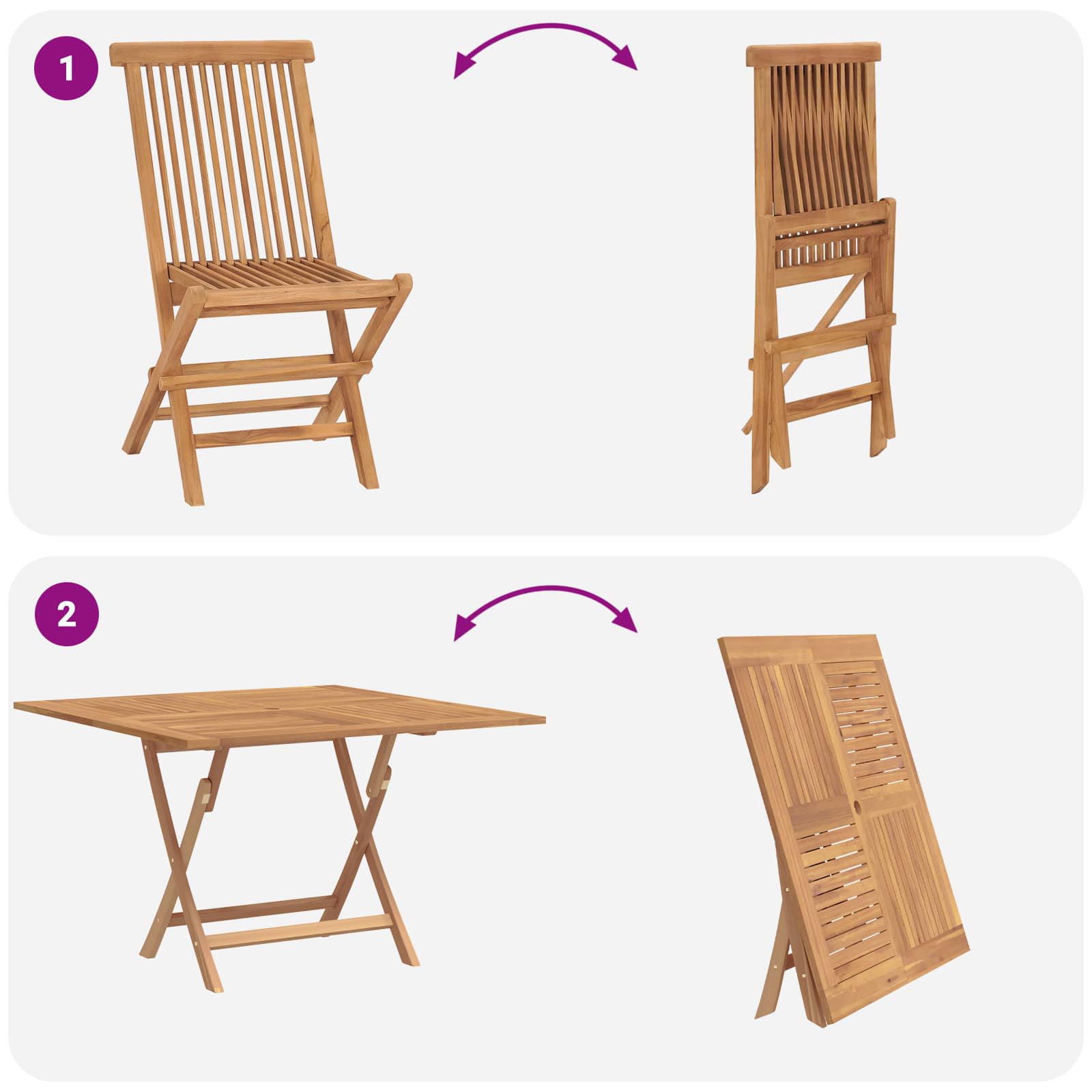 Ensemble bistro de jardin 3 pcs Marron Teck massif - XIOS