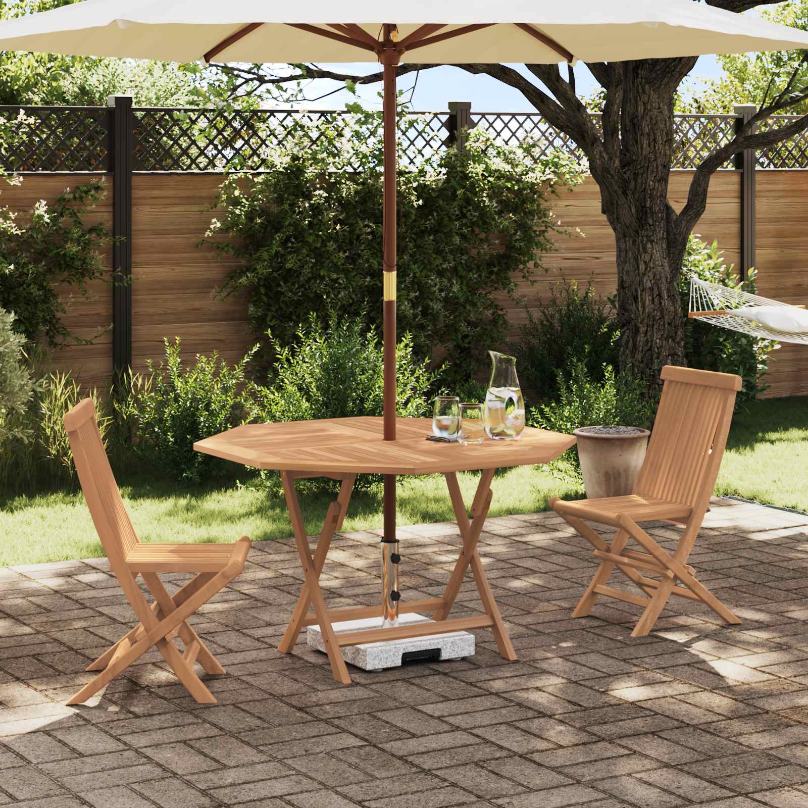 Ensemble bistro de jardin 3 pc Naturel Bois de teck massif