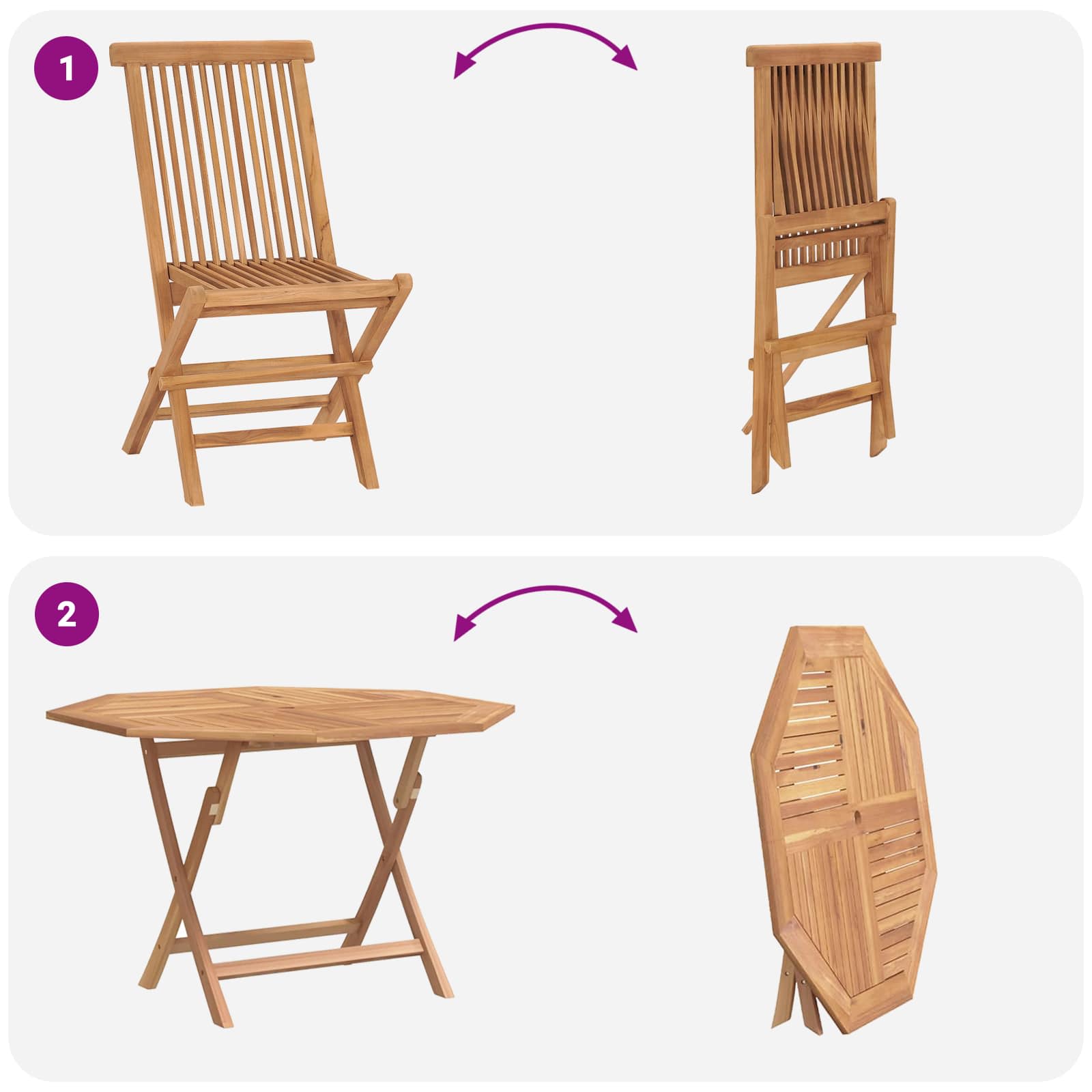 Ensemble bistro de jardin 3 pcs Marron Teck massif - XIOS